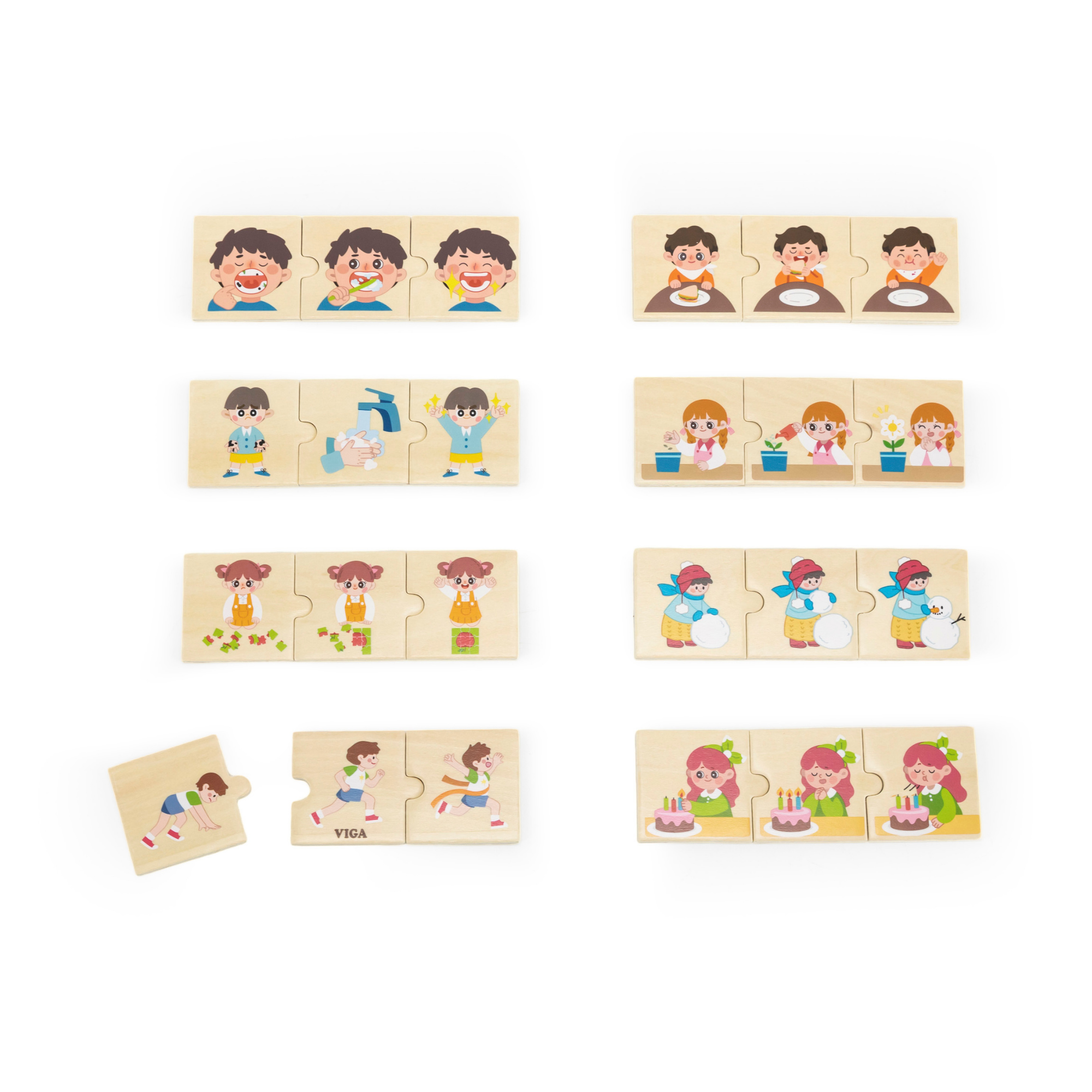 تسلسلات فيجا المنطقية، نشاط يومي، أحجية مطابقة ومزج من 24 قطعة، لعبة مونتيسوري خشبية، تُنمّي المهارات الحسية والإدراكية والحركية الدقيقة، لعبة تعليمية غير سامة وصديقة للبيئة للأطفال، من عمر 18 شهرًا فما فوق