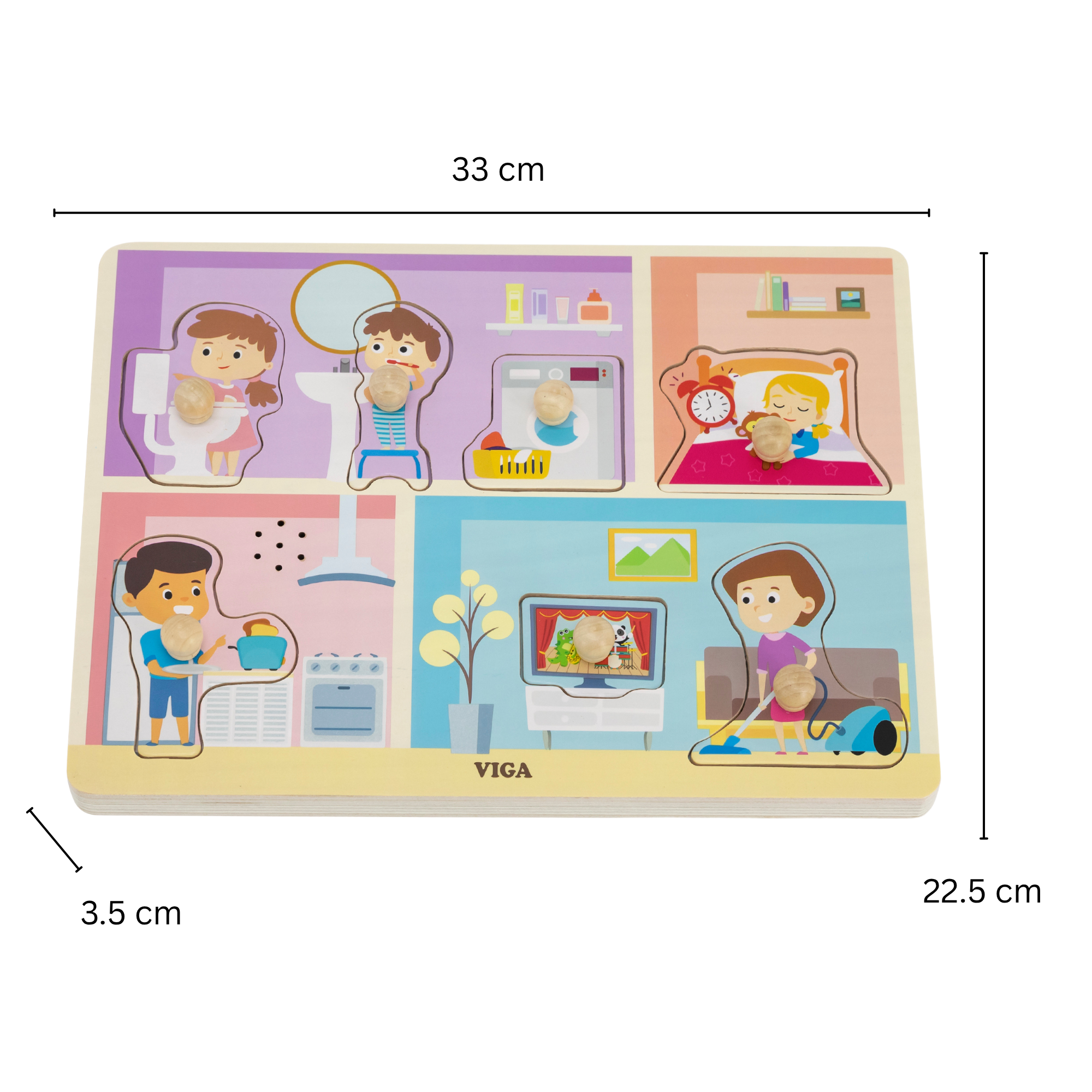 لعبة فيجا المنزلية، أحجية بمقابض من 7 قطع مع صوت، لعبة مونتيسوري خشبية، تُنمّي المهارات الحسية والإدراكية والحركية الدقيقة، لعبة تعليمية للأطفال غير سامة وصديقة للبيئة، للأولاد والبنات من عمر 18 شهرًا فما فوق