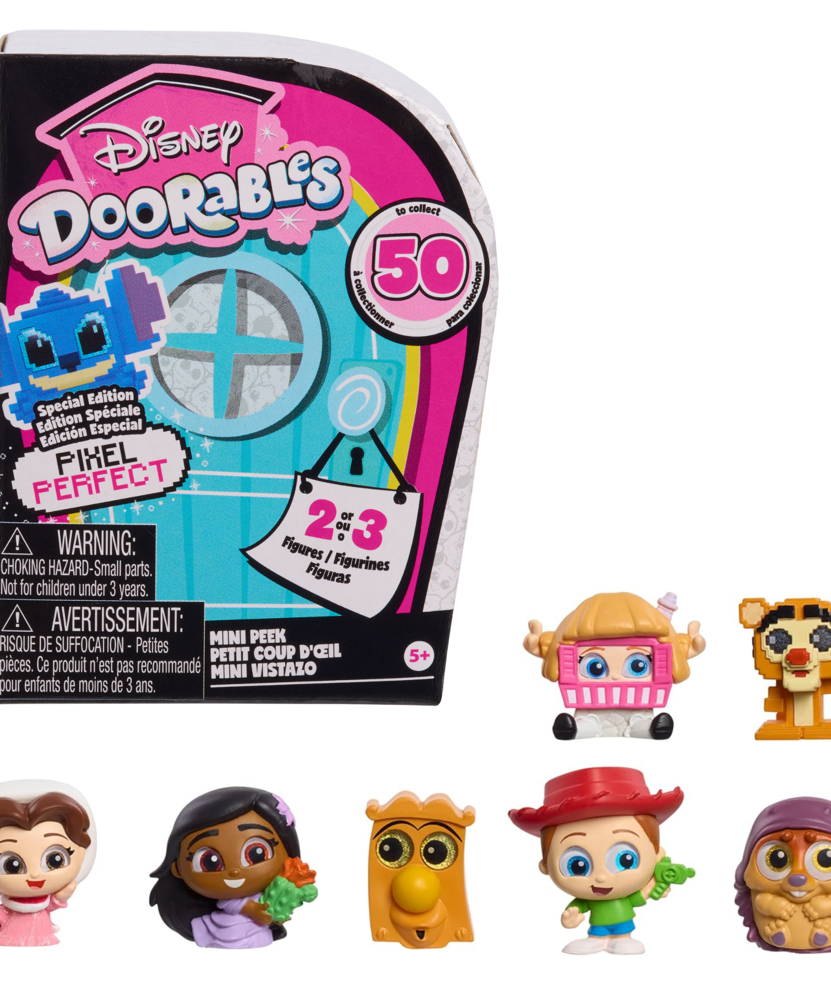 مجموعة ديزني دورابلز ميني بيك بيكسل بيرفكت، شخصيات مصغرة قابلة للتجميع، 1.5 بوصة (3.8 سم)، تتضمن 2-3 شخصيات في كل علبة، لعبة أطفال مرخصة رسميًا للأعمار من 5 سنوات فما فوق من جاست بلاي