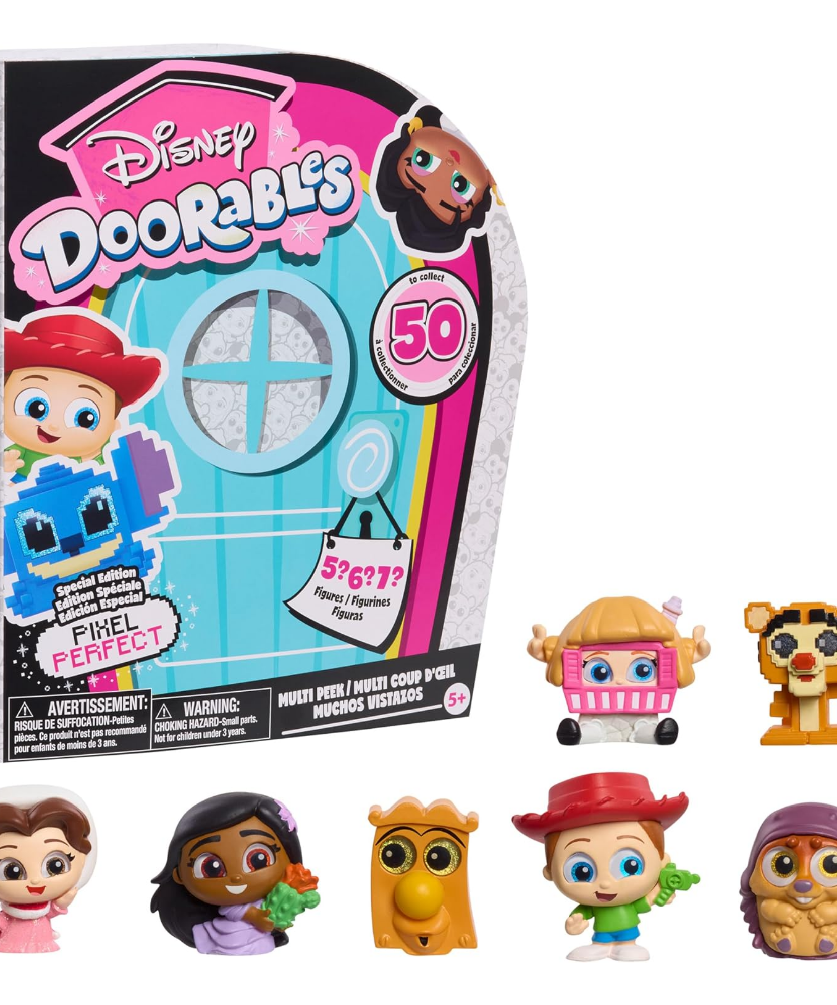 مجموعة ديزني دورابلز مجسمات بيكسل بيرفكت الصغيرة القابلة للتجميع، 1.5 بوصة (3.8 سم)، تتضمن 5-7 مجسمات في كل علبة، لعبة أطفال مرخصة رسميًا للأعمار من 5 سنوات فما فوق من جاست بلاي