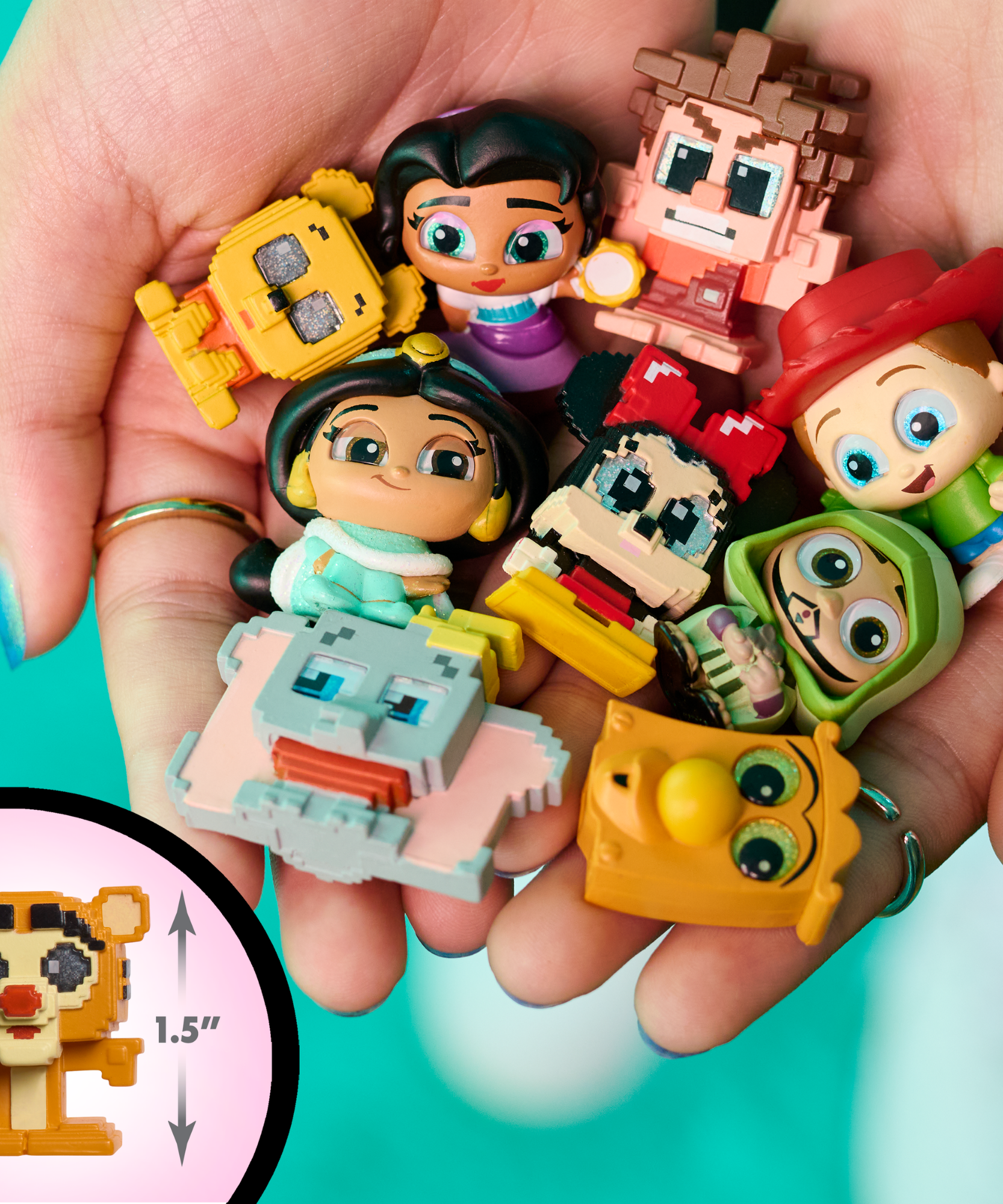 مجموعة ديزني دورابلز مجسمات بيكسل بيرفكت الصغيرة القابلة للتجميع، 1.5 بوصة (3.8 سم)، تتضمن 5-7 مجسمات في كل علبة، لعبة أطفال مرخصة رسميًا للأعمار من 5 سنوات فما فوق من جاست بلاي