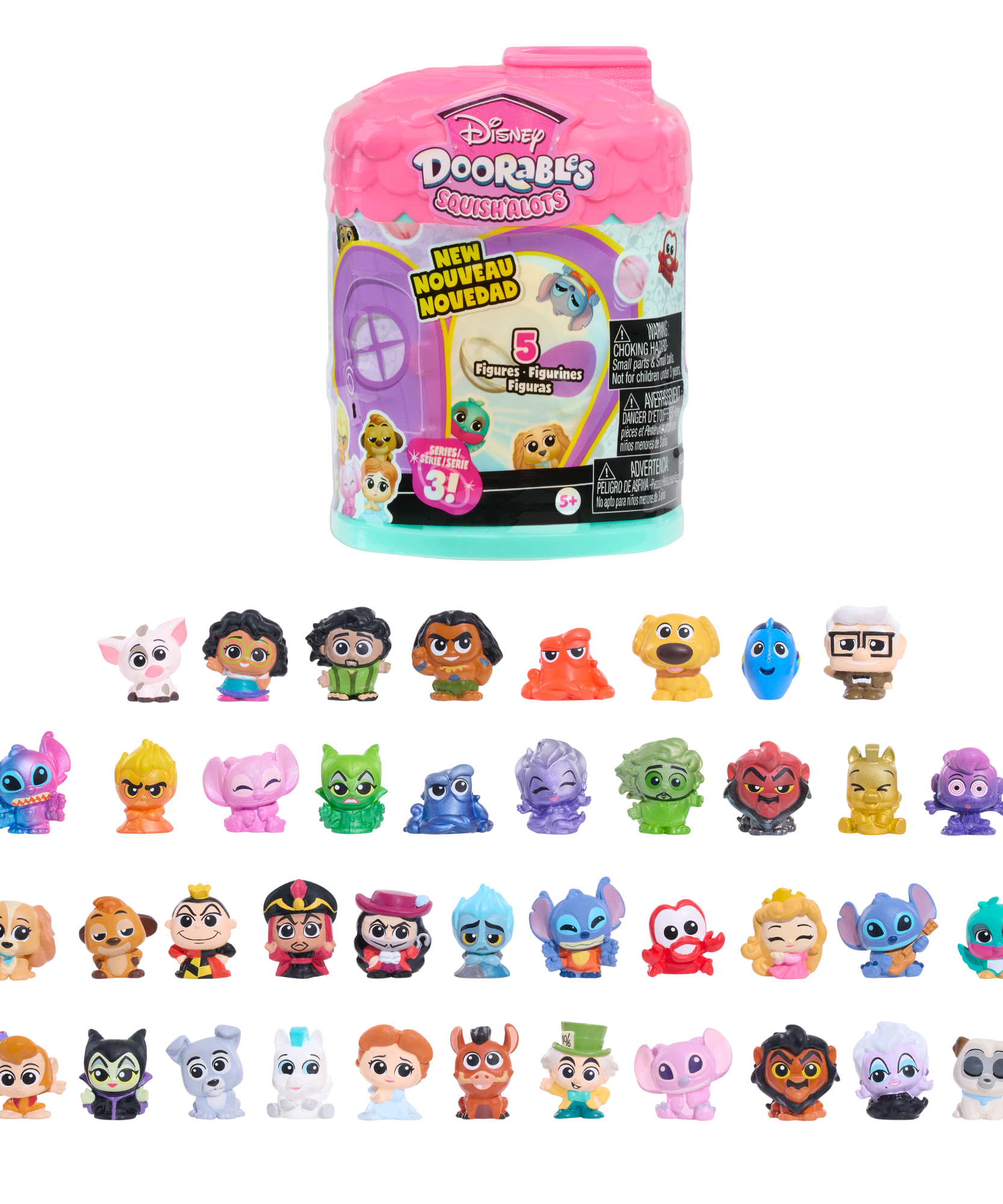مجموعة ديزني دورابلز سكويش ألوتس سيريز 3 مع 5 شخصيات أكشن صغيرة قابلة للتجميع، حقيبة عمياء، 1 بوصة (2.5 سم)، لعبة مرخصة رسميًا للأطفال من سن 5 سنوات فما فوق من جاست بلاي