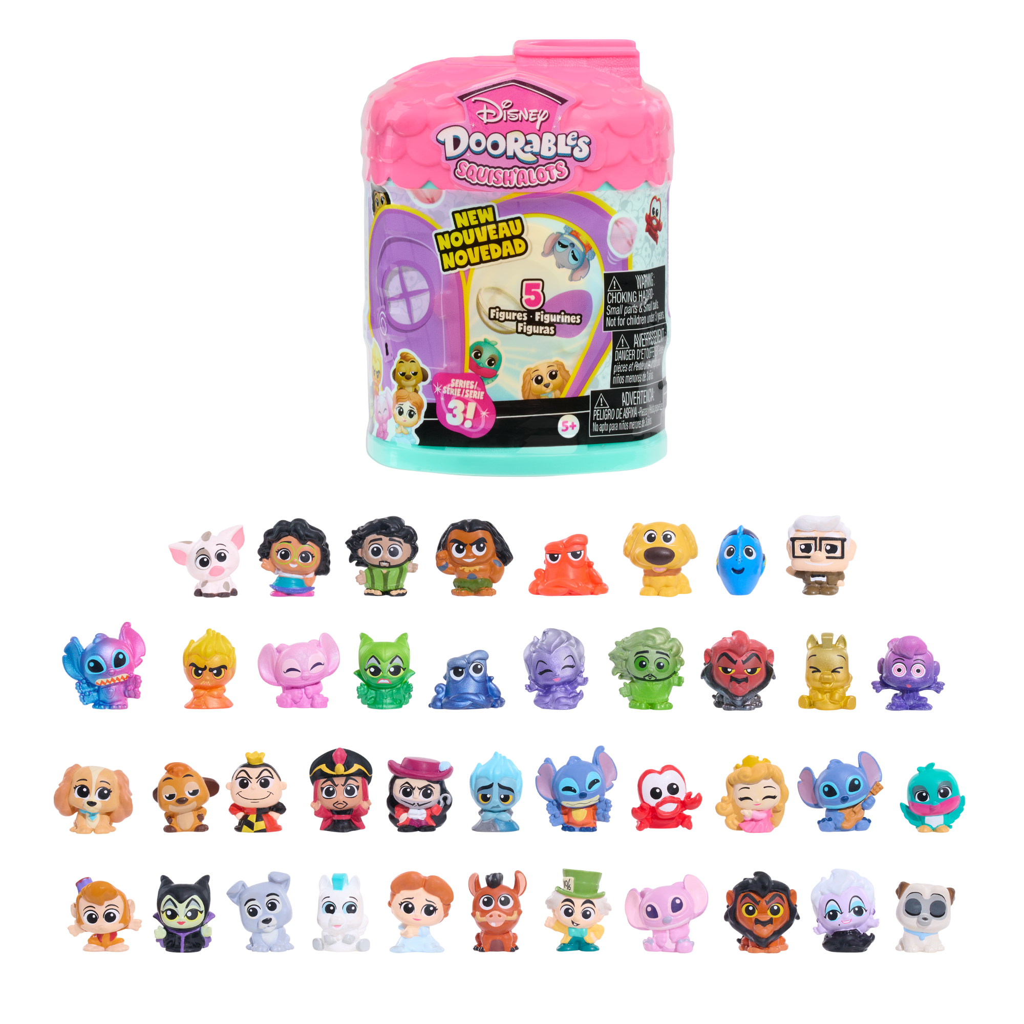 مجموعة ديزني دورابلز سكويش ألوتس سيريز 3 مع 5 شخصيات أكشن صغيرة قابلة للتجميع، حقيبة عمياء، 1 بوصة (2.5 سم)، لعبة مرخصة رسميًا للأطفال من سن 5 سنوات فما فوق من جاست بلاي