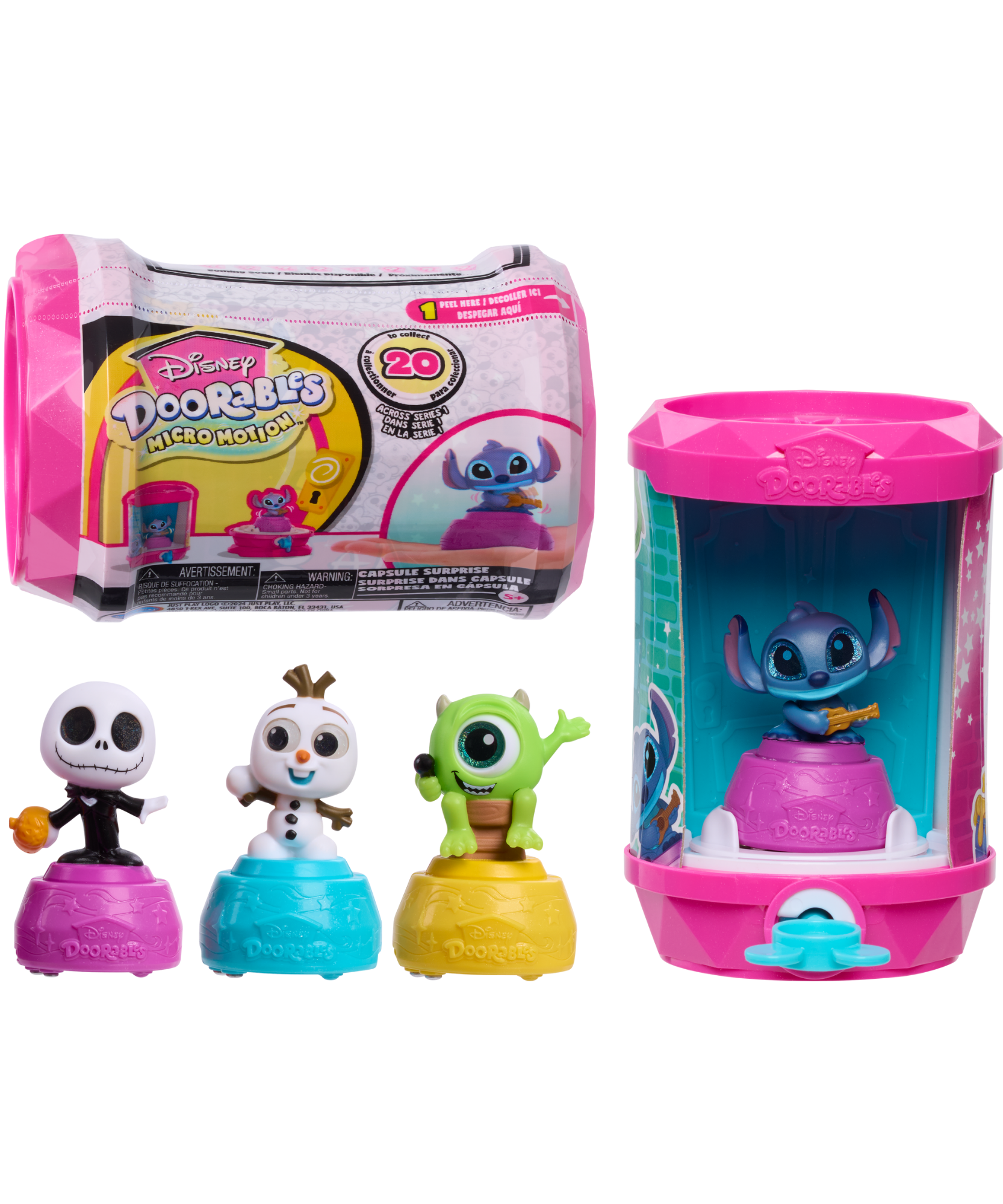 تتميز كبسولات ديزني دورابلز مايكرو موشن سيريز 1 بـ 1 من 12 شخصية متحركة صغيرة قابلة للتجميع، لعبة صغيرة مقاس 1.5 بوصة (3.8 سم)، لعبة أطفال مرخصة رسميًا للأعمار من 5 سنوات فما فوق من جاست بلاي