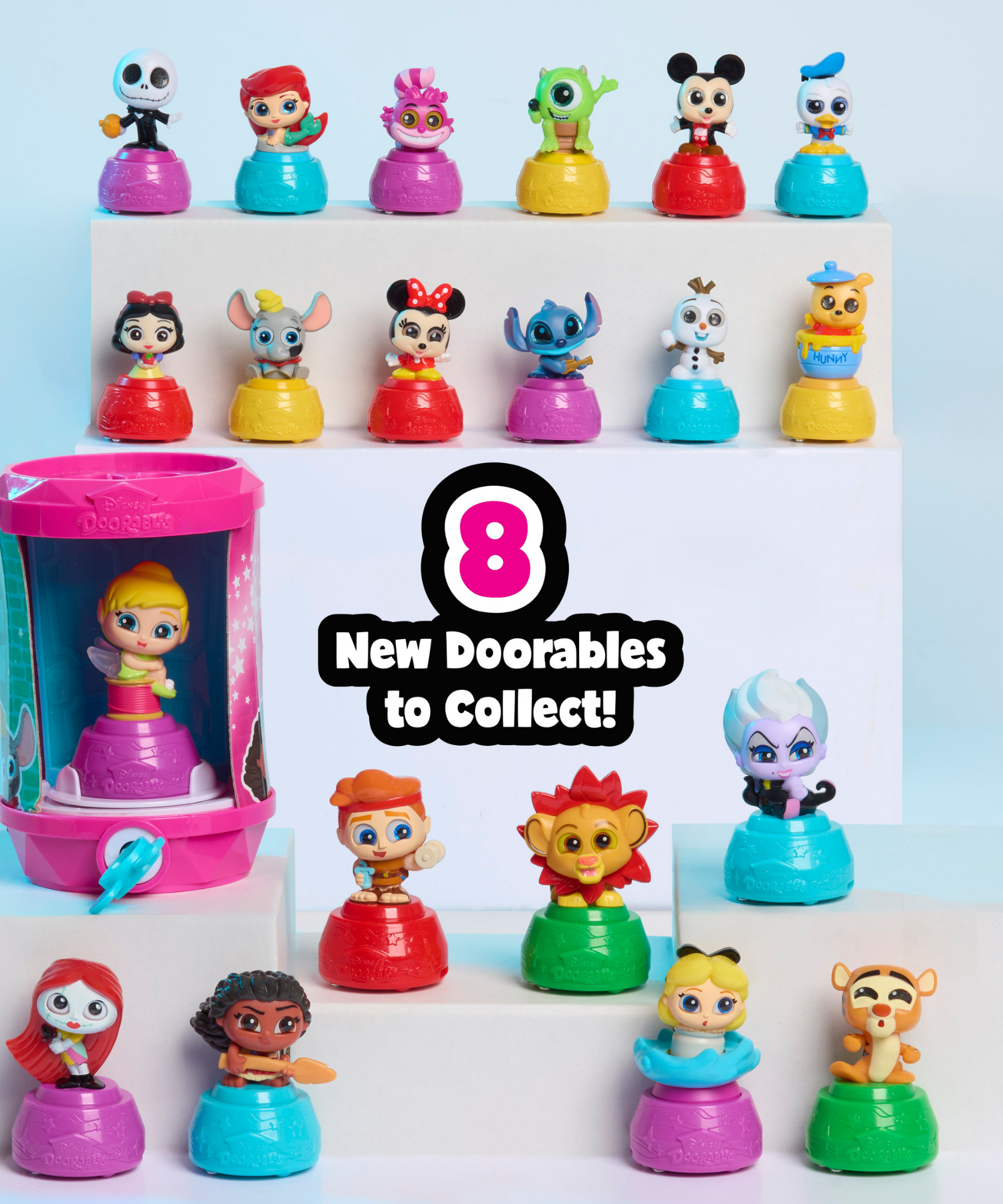 تتميز كبسولات ديزني دورابلز مايكرو موشن سيريز 1 بـ 1 من 12 شخصية متحركة صغيرة قابلة للتجميع، لعبة صغيرة مقاس 1.5 بوصة (3.8 سم)، لعبة أطفال مرخصة رسميًا للأعمار من 5 سنوات فما فوق من جاست بلاي