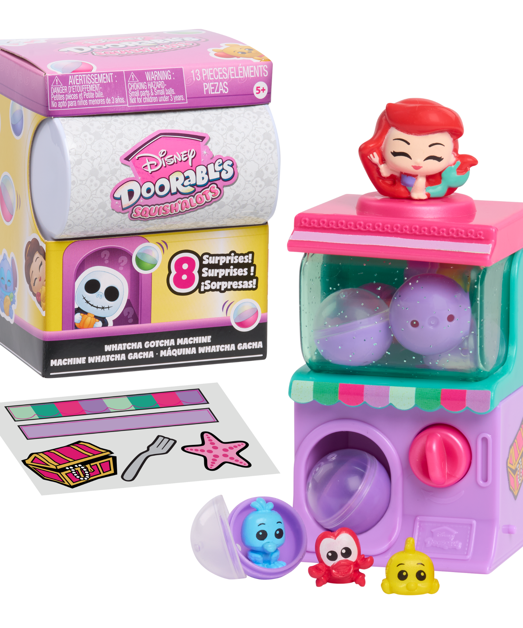 تتميز سلسلة Disney Doorables Squish'Alots 3 بـ 1 مجسم صغير و3 مجسمات صغيرة (0.65 بوصة) وملصقين، واحدة من 10 مجسمات ألعاب أطفال قابلة للتجميع، لعبة أطفال مرخصة رسميًا للأعمار من 5 سنوات فما فوق من Just Play