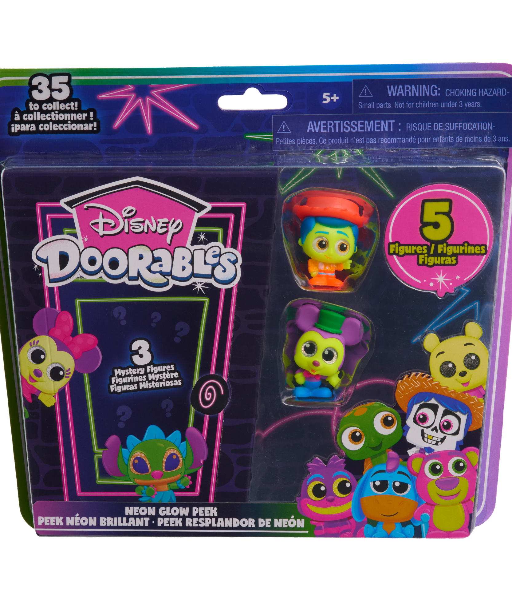 تتميز مجموعة Disney Doorables Neon Glow Peek بـ 2 حقيبة مرئية و3 حقائب مخفية مقاس 1.5 بوصة (3.8 سم) مجسمات صغيرة قابلة للتجميع، 5 من 35 مجسمًا قابلًا للتجميع، لعبة أطفال مرخصة رسميًا للأعمار من 5 سنوات فما فوق من Just Play
