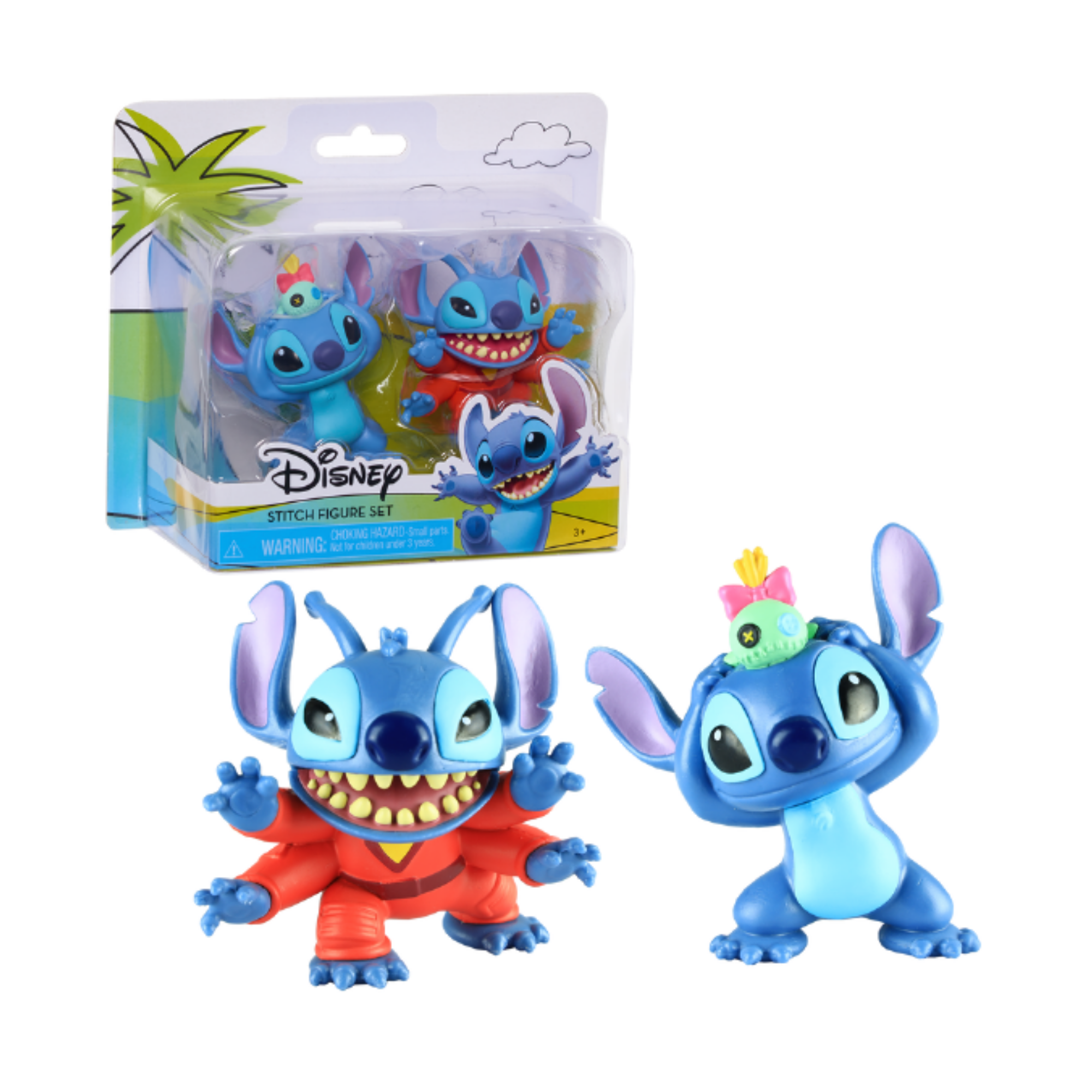 Disney Lilo & Stitch 2.75" Inch (7 cm) 2 Piece Collectible Stitch Figure Set, Officially Licensed Kids Toys by Just Play, Style 2, Suitable for Children, Boys and Girls, Aged 3 Years+