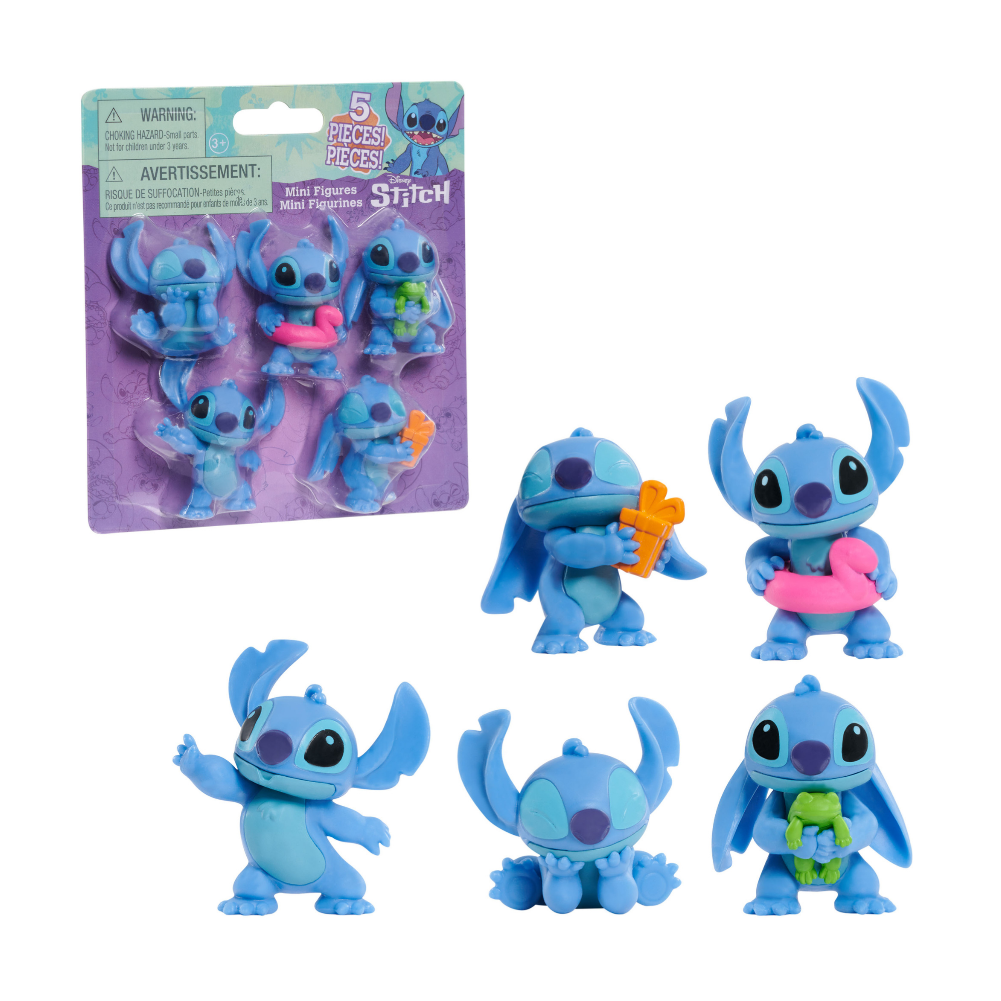 Disney Lilo & Stitch 2.25" Inch (6 cm) 5 Piece Collectible Stitch Figure Set, Officially Licensed Kids Toys by Just Play, Style 2, Suitable for Children, Boys and Girls, Aged 3 Years+