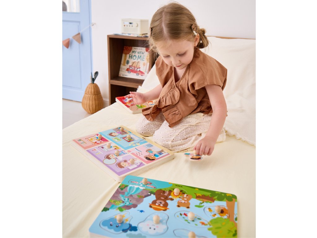 فيجا نيتشر، أحجية مكونة من 7 قطع مع صوت، لعبة مونتيسوري خشبية، تنمي المهارات الحسية والإدراكية والحركية الدقيقة، لعبة تعليمية للأطفال غير سامة وصديقة للبيئة، مناسبة للأطفال من سن 18 شهرًا فما فوق