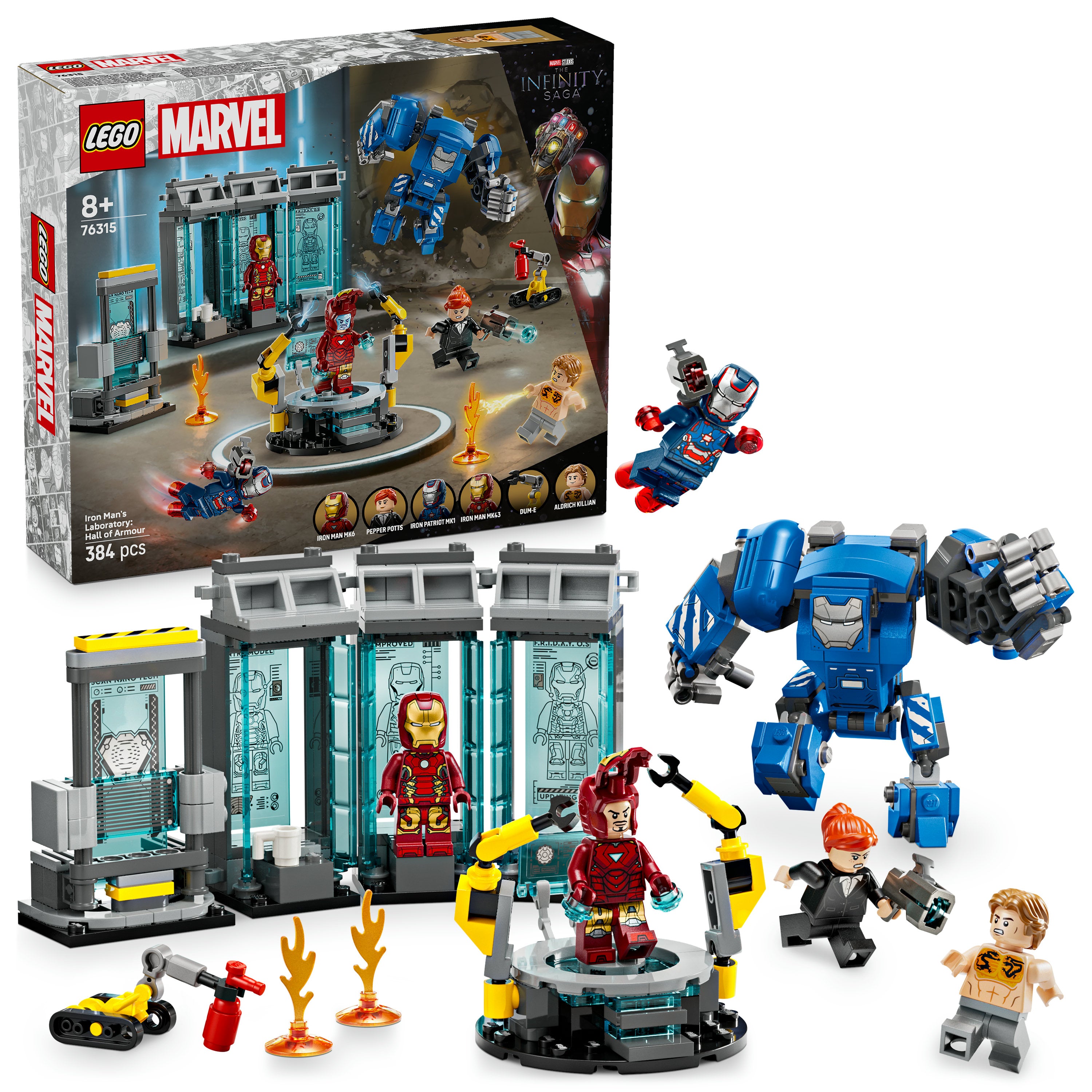 LEGO Super Heroes 76315 Iron Man Laboratory Hall V29 for Boys 8+ Marvel Action Building Toy with Character Play Features