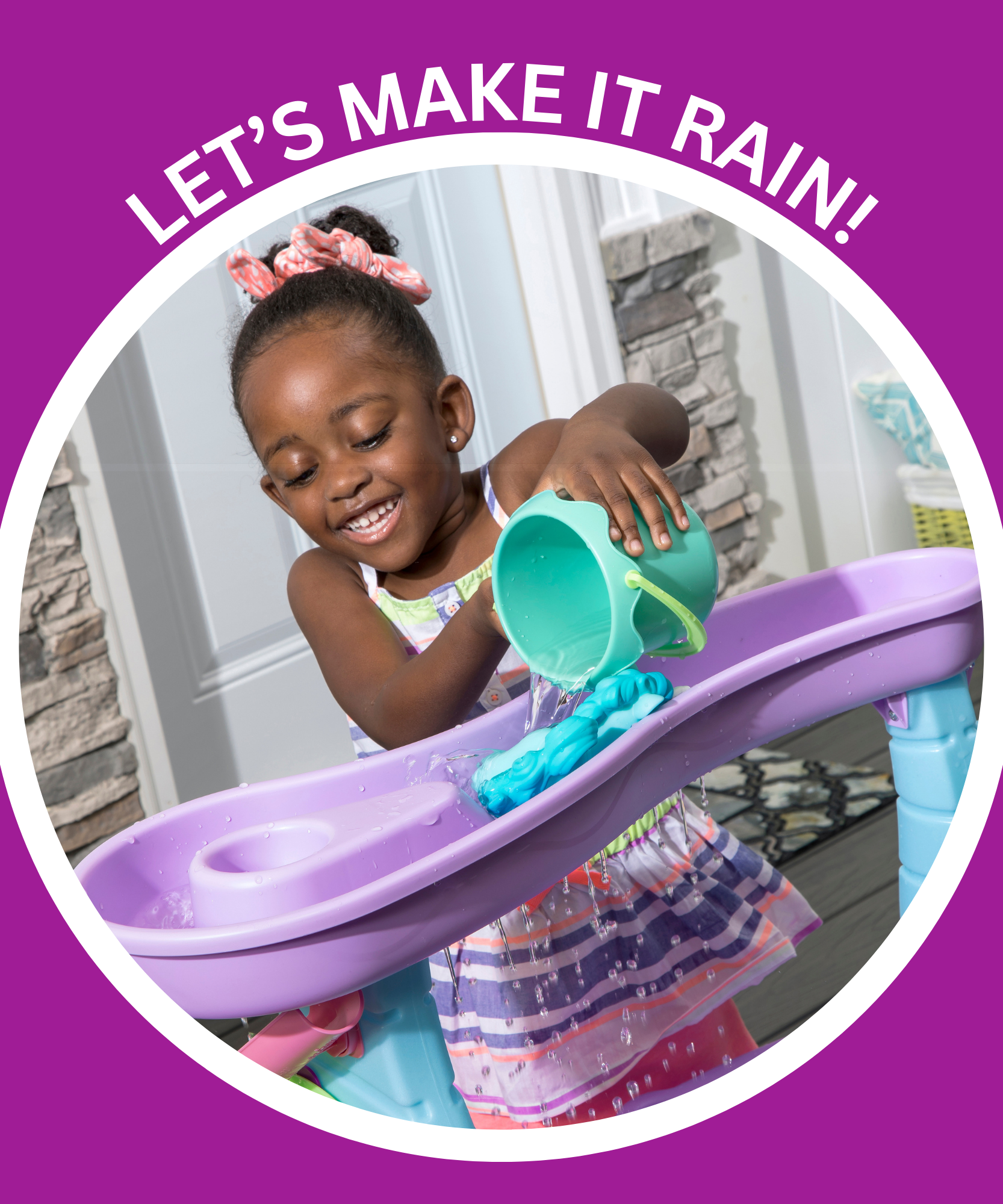 طاولة مياه رين شورز ويونيكورن من ستيب 2، طاولة مياه خارجية ومجموعة ألعاب حسية، لعبة نشاط مع 13 قطعة من الملحقات، مركز أنشطة في الفناء الخلفي، مناسبة للأطفال من الأولاد والبنات من سن 18 شهرًا فما فوق