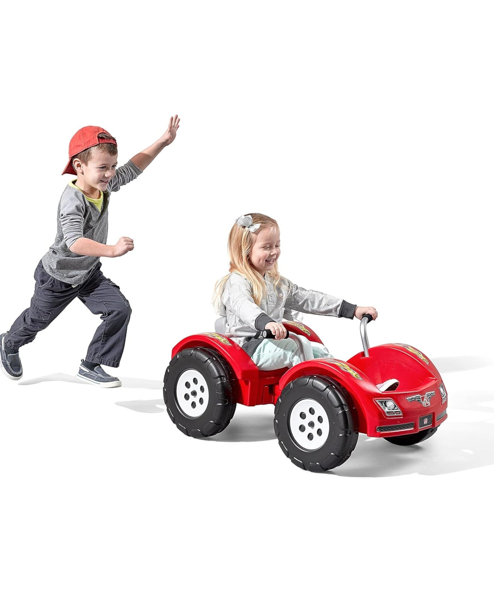 Step2 Zip N' Zoom Pedal Car Single Seater Easy to Store Ride On Toy with Seat Level Adjustability and Center-Pivot Steering, Suitable for Children both Boys and Girls Aged 30m and Above, Red