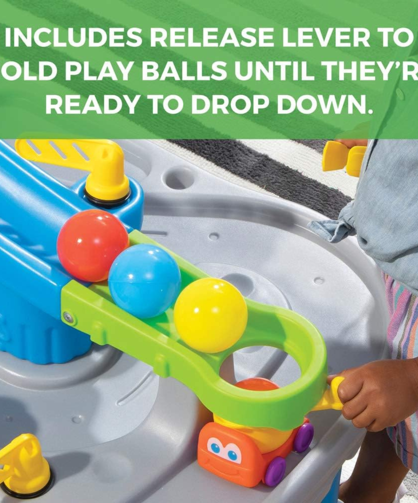 طاولة اللعب بول باديز تروكين آند رولين من ستيب 2، مجموعة ألعاب حسية داخلية وخارجية، لعبة نشاط مع 13 قطعة من الملحقات بما في ذلك الكرات ولعبة STEM ومركز الأنشطة، مناسبة للأطفال من سن سنتين فما فوق