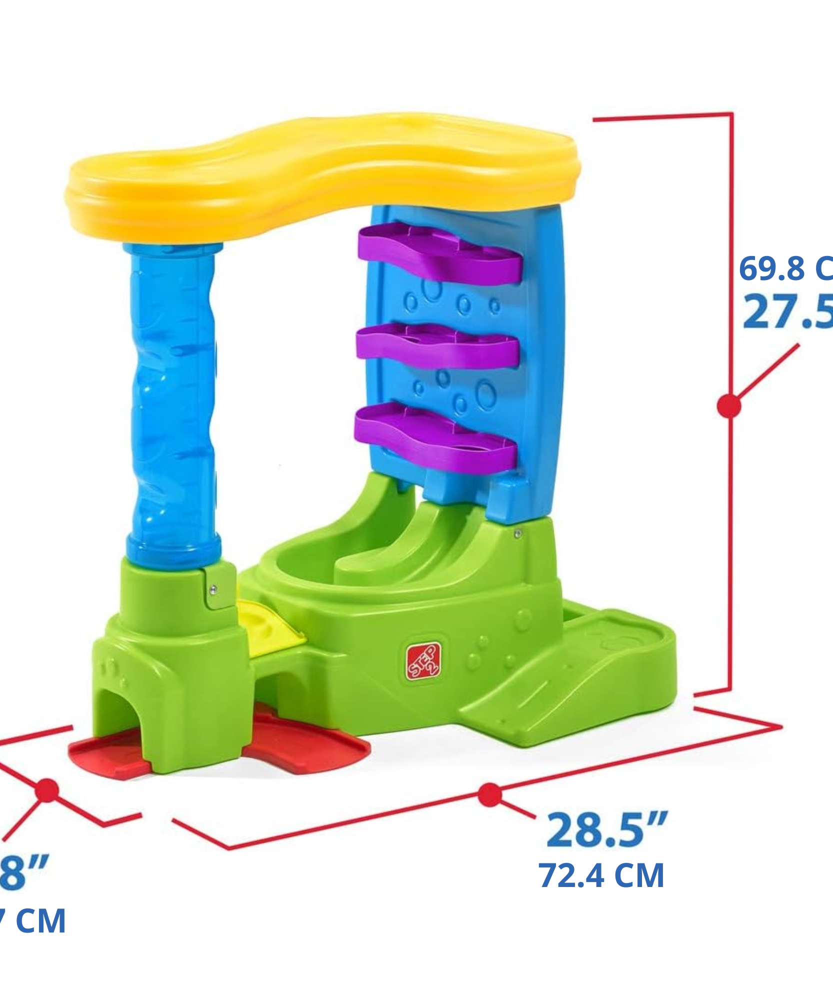 طاولة لعب حسية داخلية وخارجية من ستيب 2 بول باديز دبل دروب إتش كيو، لعبة نشاط مع 12 قطعة من الملحقات بما في ذلك الكرات ولعبة STEM ومركز الأنشطة، مناسبة للأولاد والبنات من عمر سنة فما فوق