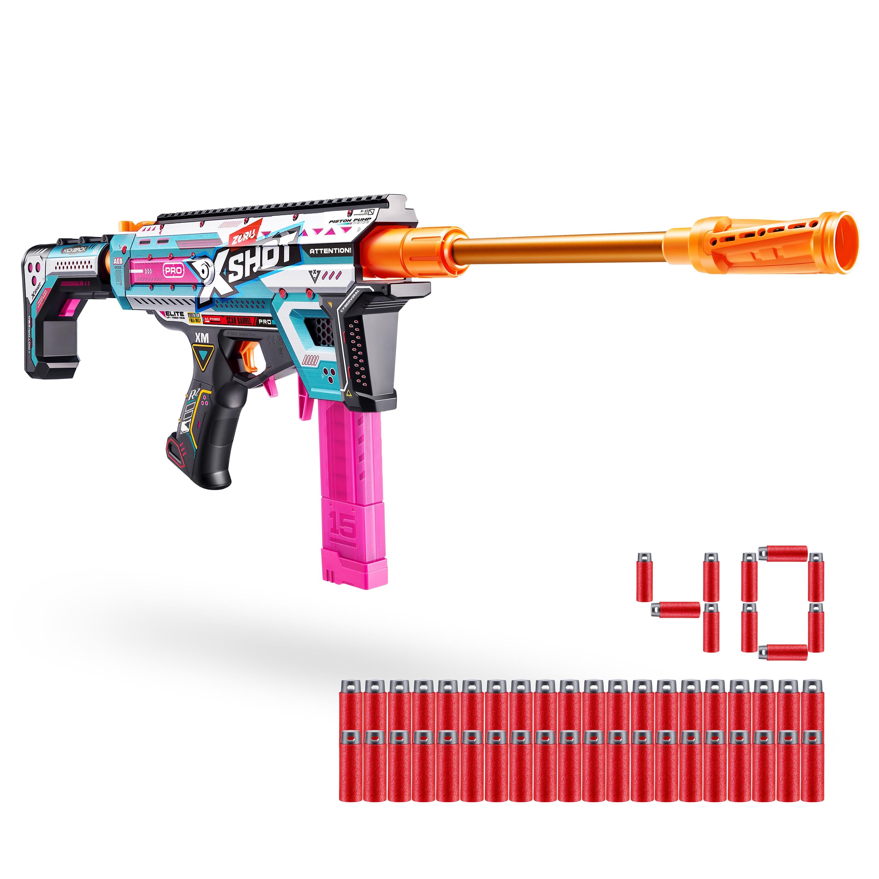 XSHOT Pro Motorized Blaster S1 AEB Automatic Electric Dart Gun with Adjustable Shoulder Rest, Accuracy Pro Roller Scar, Semi/Full Auto, Shoots 160FPS, Air Pocket Technology Darts, Age 14+