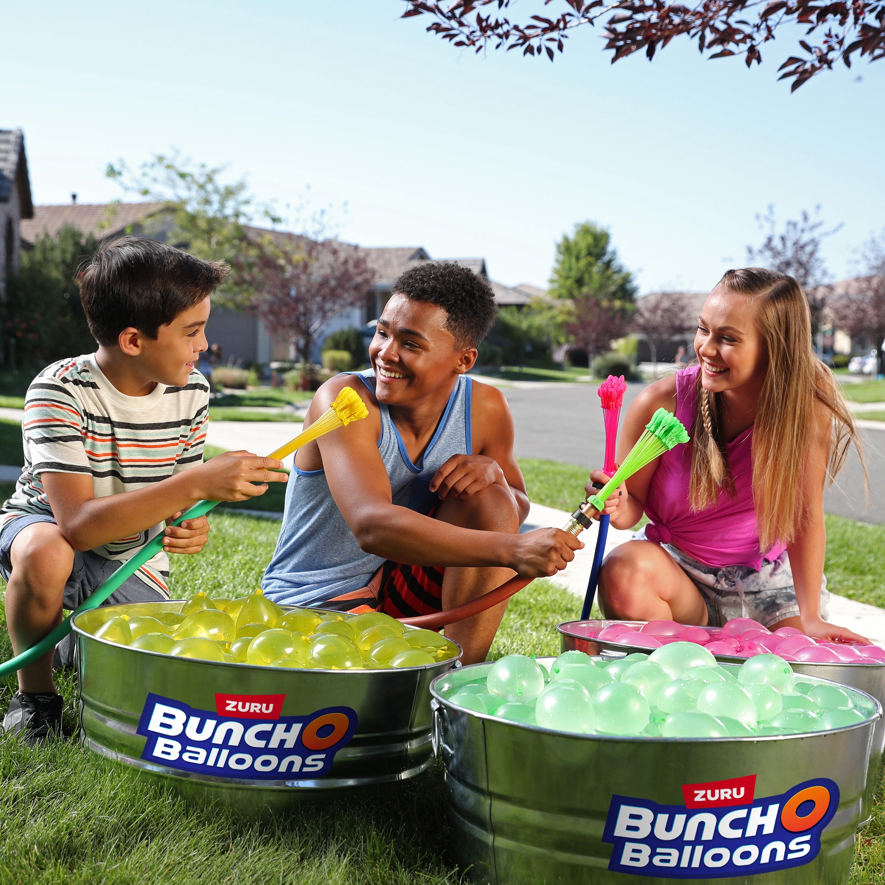 X-Shot Water Combo Fast Fill Blaster Set with 2 Micro Water Guns and 3 Tropical Party Bunch O Balloons, Quick Fill and Tie 100 Balloons in 60 Seconds, Outdoor Summer Water Toy Pack for Kids Age 6+