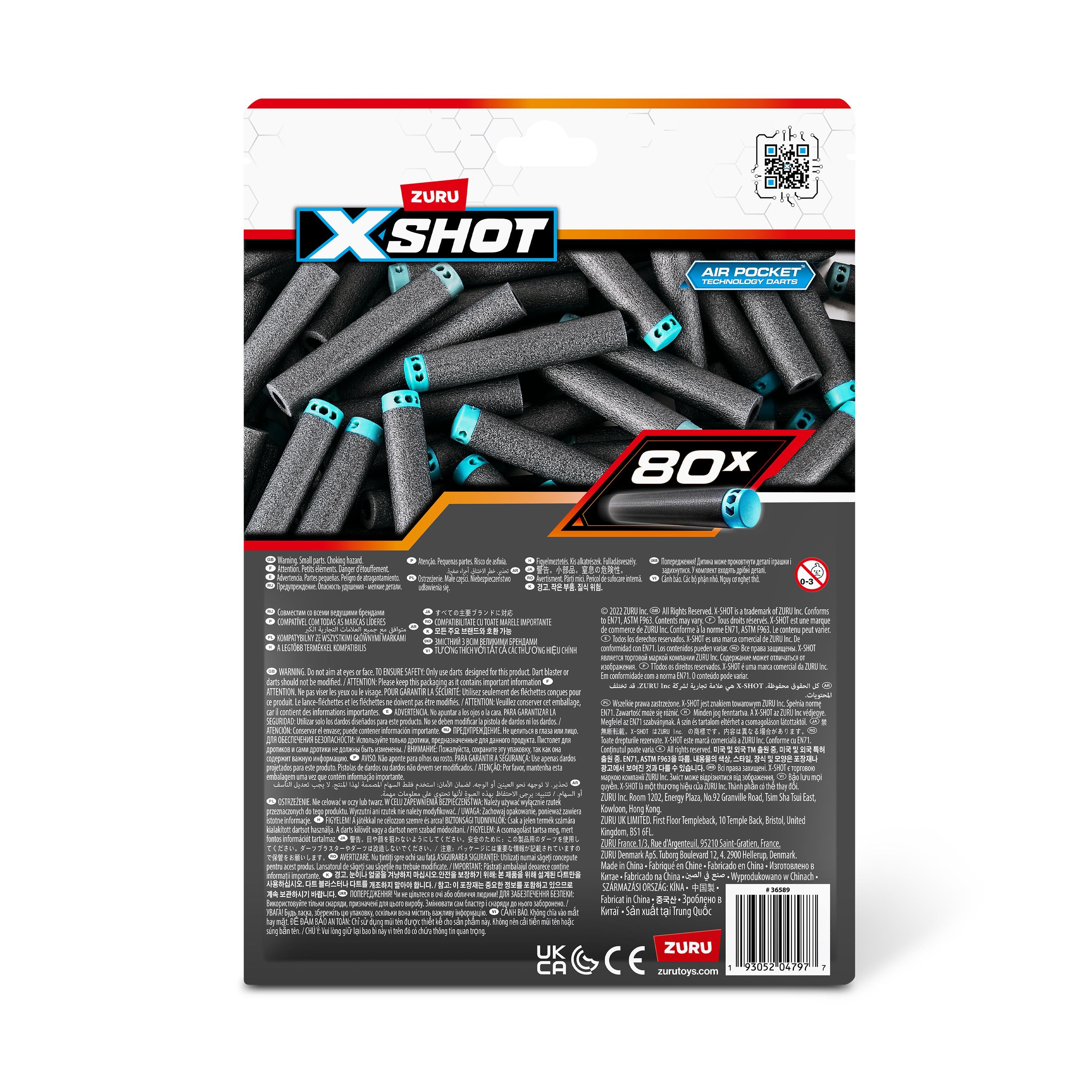 X Shot Excel Refill Darts 80 pcs, Foam Darts Pack for Boys, Age 8+