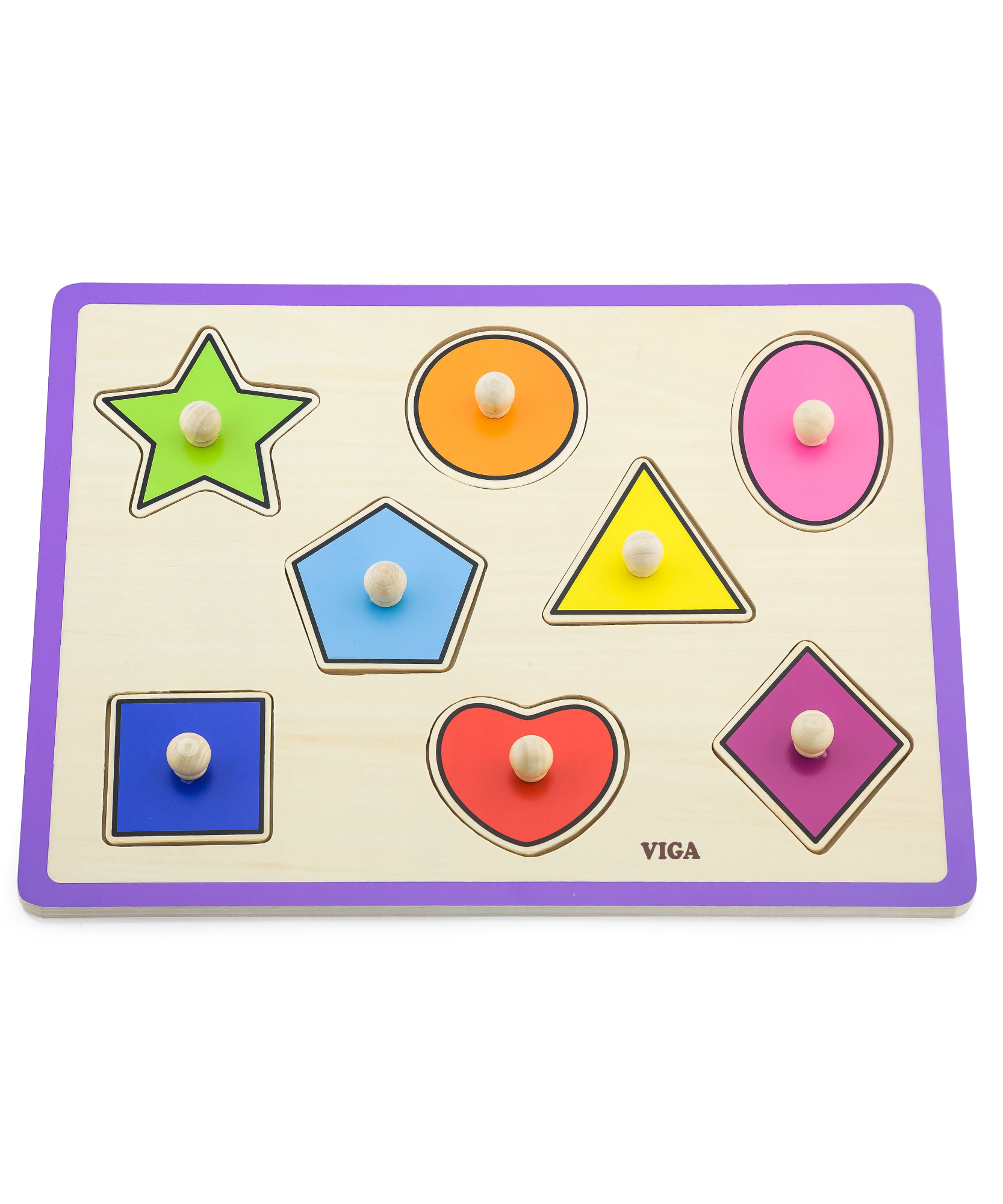 أشكال فيجا، أحجية بمقابض من 8 قطع، لعبة مونتيسوري الخشبية، تنمي المهارات الحسية والإدراكية والحركية الدقيقة، لعبة تعليمية للأطفال غير سامة وصديقة للبيئة، مناسبة للأولاد والبنات من سن 18 شهرًا فما فوق