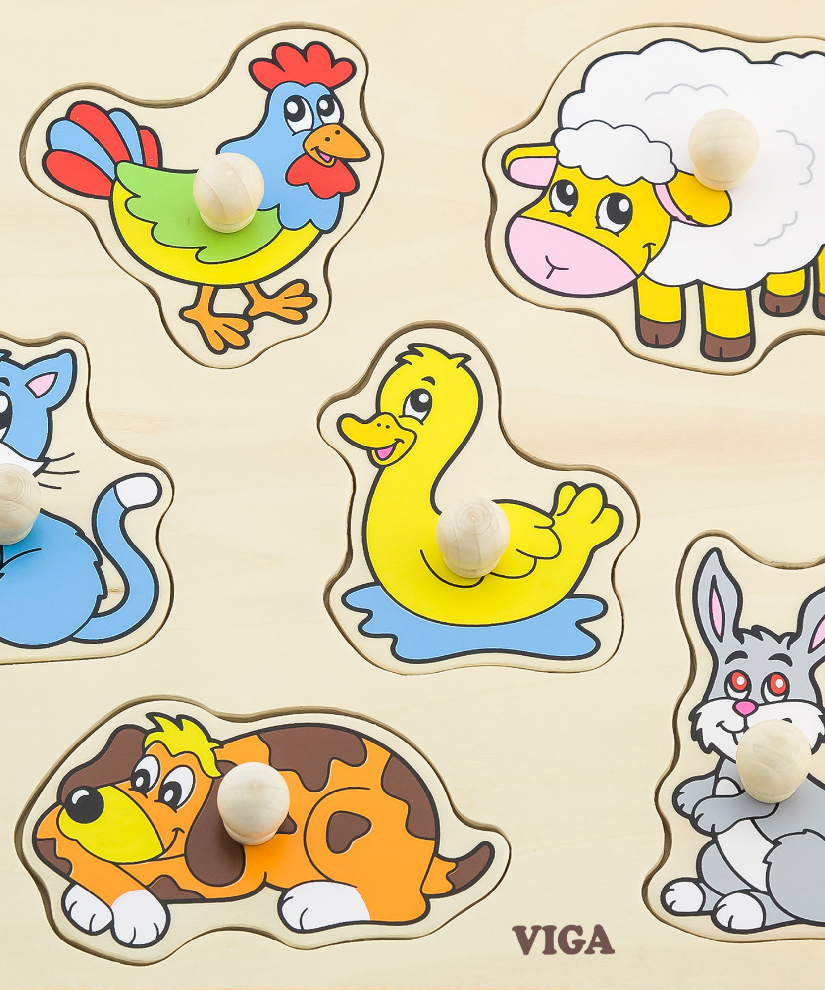 لعبة أحجية حيوانات المزرعة من فيجا، مكونة من 8 قطع، لعبة مونتيسوري الخشبية، تُنمّي المهارات الحسية والإدراكية والحركية الدقيقة، لعبة تعليمية للأطفال غير سامة وصديقة للبيئة، مناسبة للأولاد والبنات من عمر 18 شهرًا فما فوق