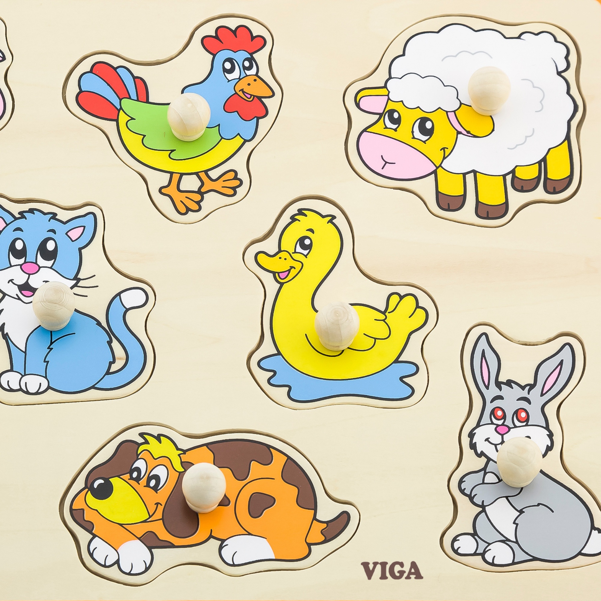 لعبة أحجية حيوانات المزرعة من فيجا، مكونة من 8 قطع، لعبة مونتيسوري الخشبية، تُنمّي المهارات الحسية والإدراكية والحركية الدقيقة، لعبة تعليمية للأطفال غير سامة وصديقة للبيئة، مناسبة للأولاد والبنات من عمر 18 شهرًا فما فوق