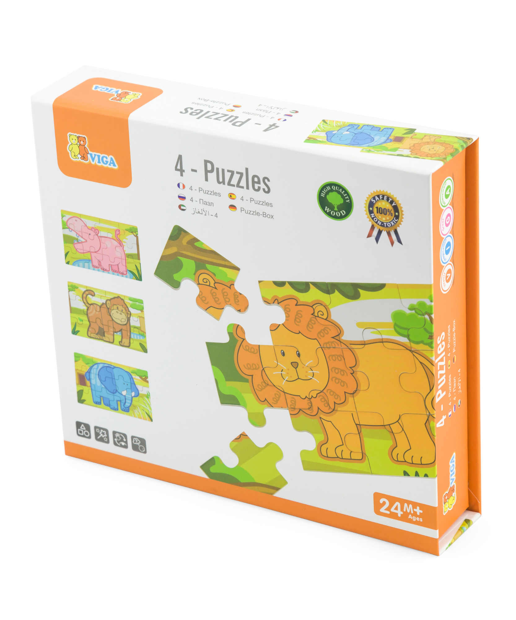 مجموعة أحجية فيجا جانجل، 48 قطعة، لعبة مونتيسوري الخشبية، تنمي المهارات الحسية والإدراكية والحركية الدقيقة، لعبة تعليمية للأطفال غير سامة وصديقة للبيئة، مناسبة للأولاد والبنات من عمر سنتين فما فوق