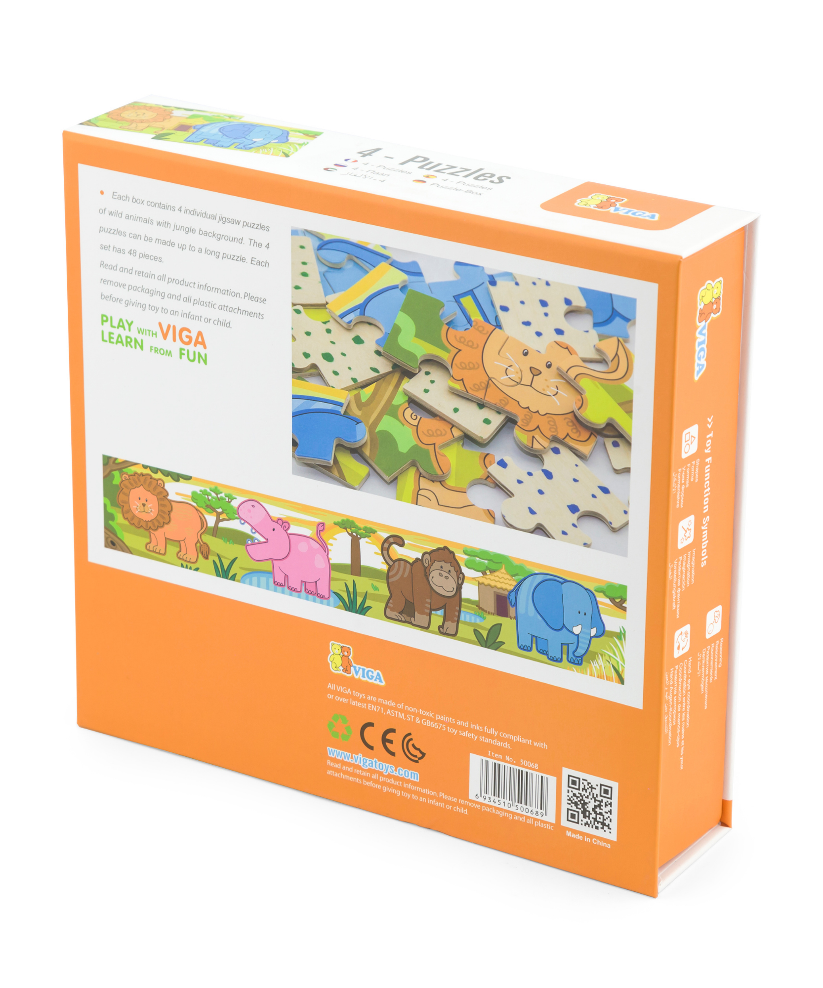 مجموعة أحجية فيجا جانجل، 48 قطعة، لعبة مونتيسوري الخشبية، تنمي المهارات الحسية والإدراكية والحركية الدقيقة، لعبة تعليمية للأطفال غير سامة وصديقة للبيئة، مناسبة للأولاد والبنات من عمر سنتين فما فوق