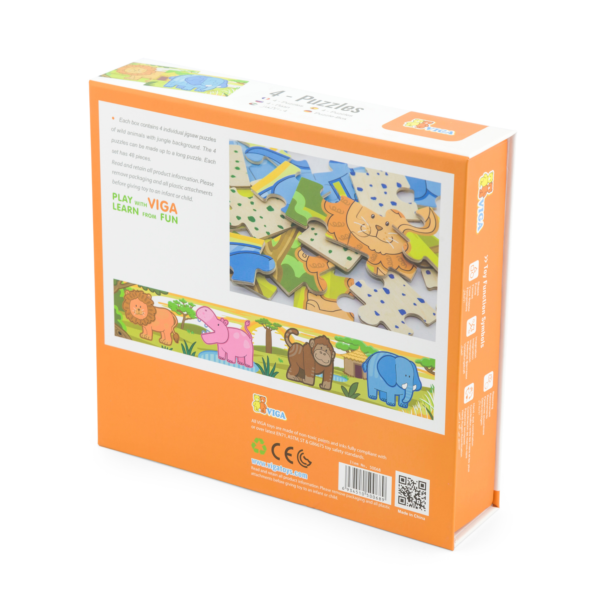 مجموعة أحجية فيجا جانجل، 48 قطعة، لعبة مونتيسوري الخشبية، تنمي المهارات الحسية والإدراكية والحركية الدقيقة، لعبة تعليمية للأطفال غير سامة وصديقة للبيئة، مناسبة للأولاد والبنات من عمر سنتين فما فوق