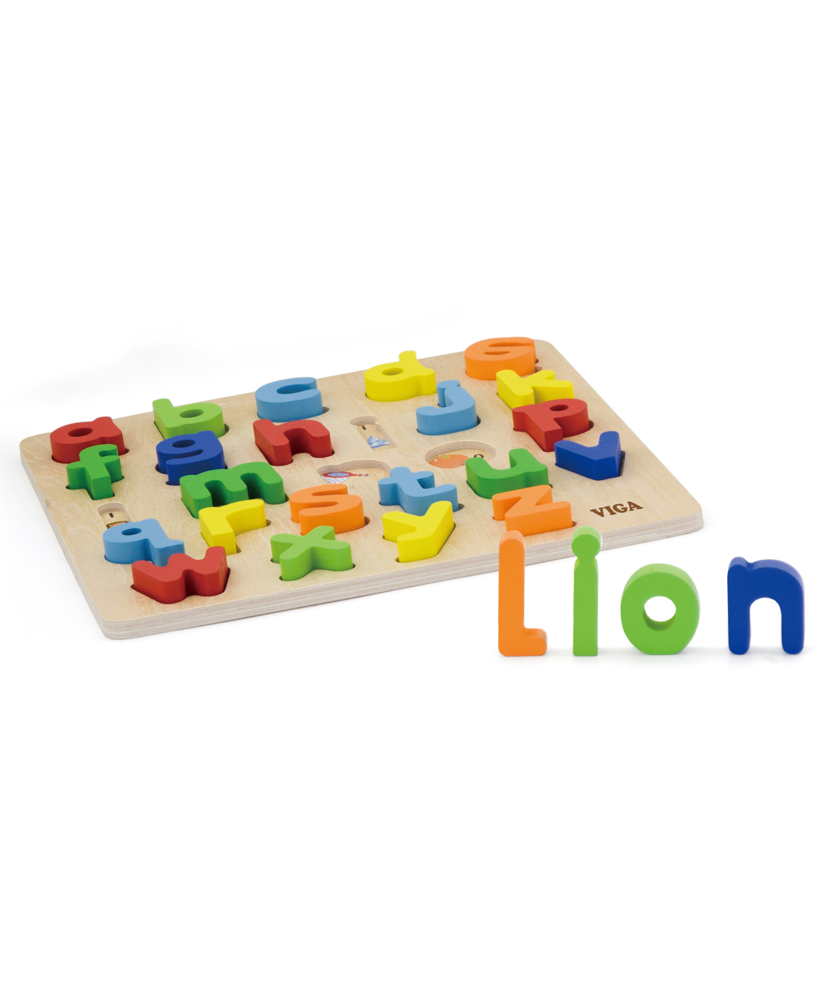 Viga Lowercase Alphabets, 26 Piece Block Puzzle, Montessori Wooden Toy, Develops Sensory, Cognitive & Fine Motor Skills, Non-Toxic & Eco-friendly Kids Educational Toy, Suitable for Children Aged 18M+