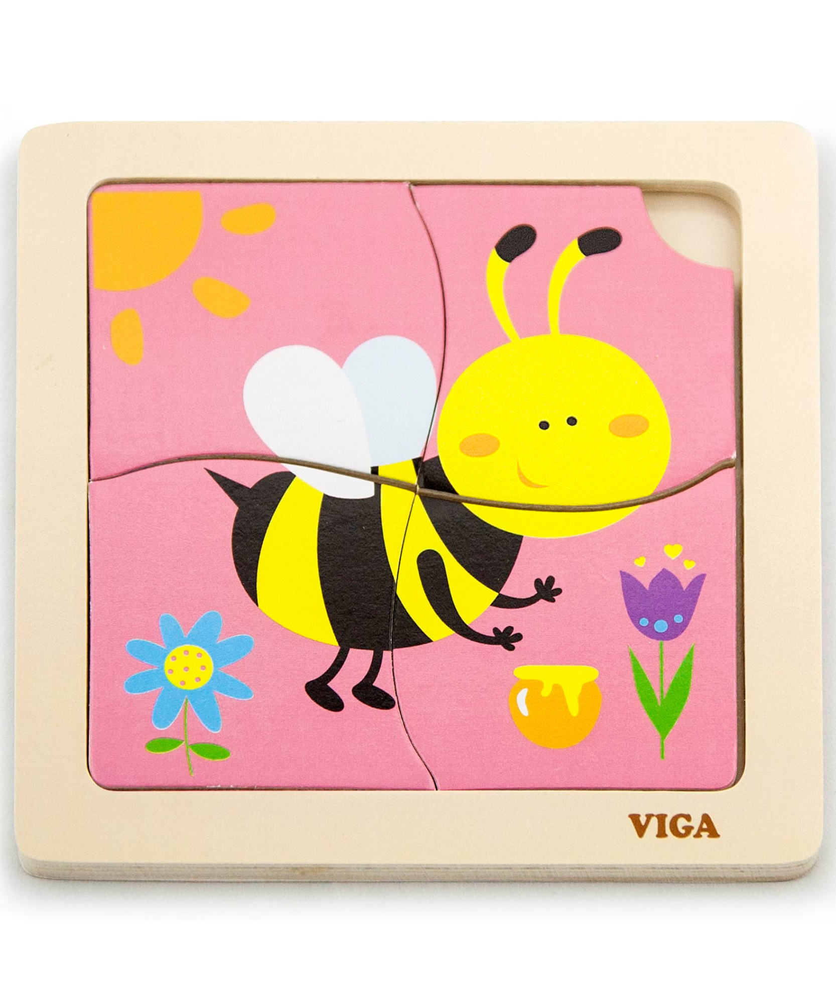 لعبة فيجا هوني بي، أحجية مكعبات من 4 قطع، لعبة مونتيسوري الخشبية، تنمي المهارات الحسية والإدراكية والحركية الدقيقة، لعبة تعليمية للأطفال غير سامة وصديقة للبيئة، مناسبة للأولاد والبنات من سن 12 شهرًا فما فوق