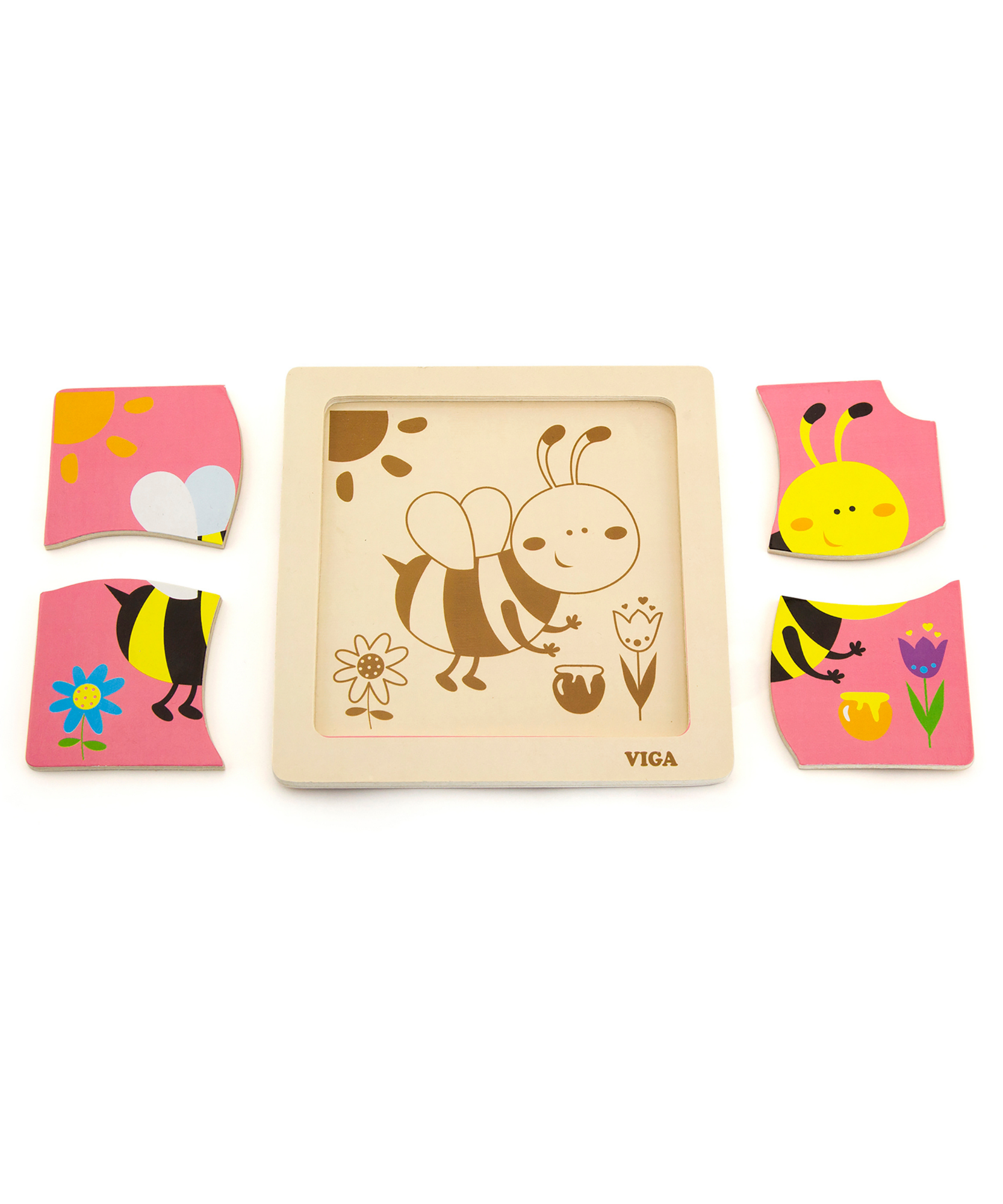 لعبة فيجا هوني بي، أحجية مكعبات من 4 قطع، لعبة مونتيسوري الخشبية، تنمي المهارات الحسية والإدراكية والحركية الدقيقة، لعبة تعليمية للأطفال غير سامة وصديقة للبيئة، مناسبة للأولاد والبنات من سن 12 شهرًا فما فوق