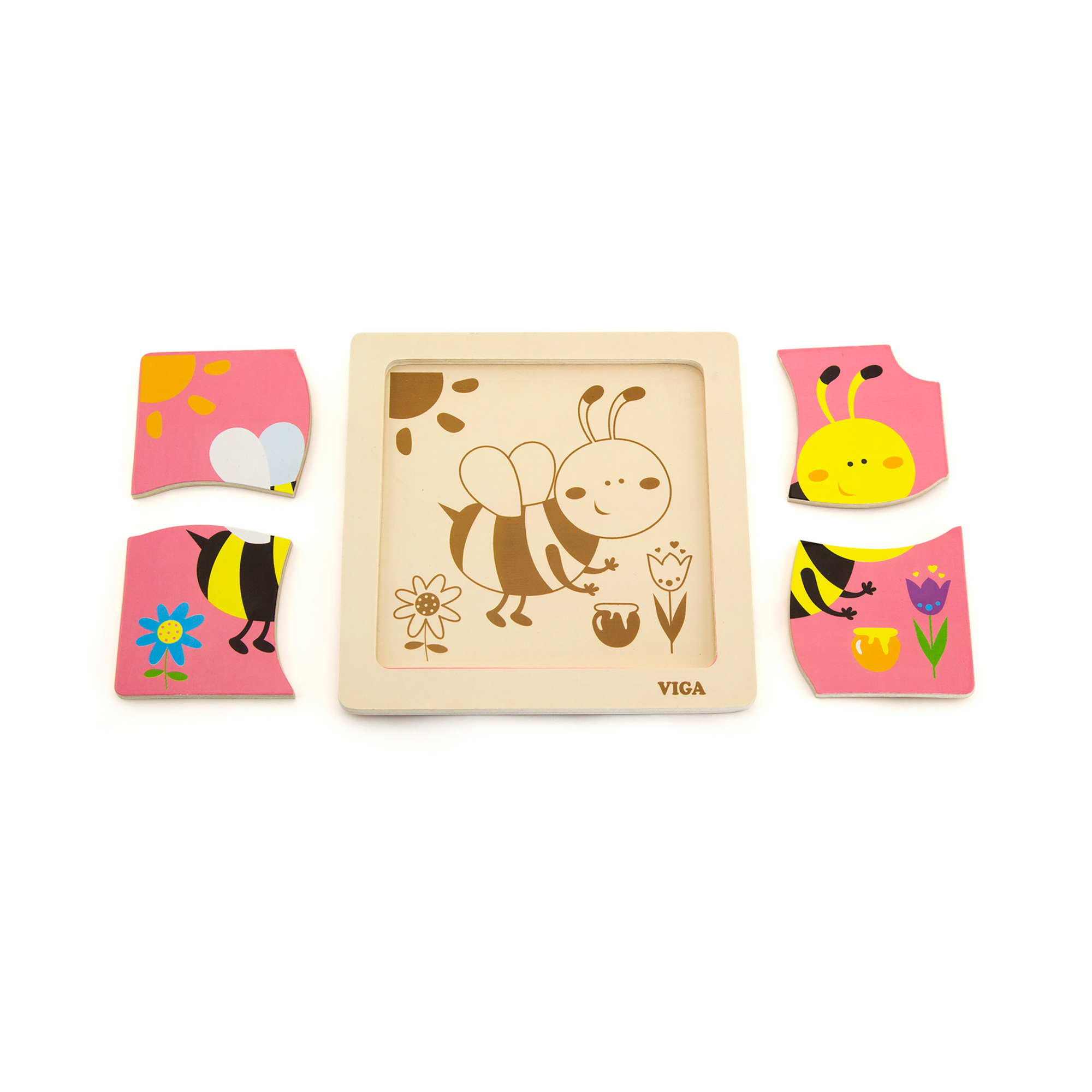 لعبة فيجا هوني بي، أحجية مكعبات من 4 قطع، لعبة مونتيسوري الخشبية، تنمي المهارات الحسية والإدراكية والحركية الدقيقة، لعبة تعليمية للأطفال غير سامة وصديقة للبيئة، مناسبة للأولاد والبنات من سن 12 شهرًا فما فوق