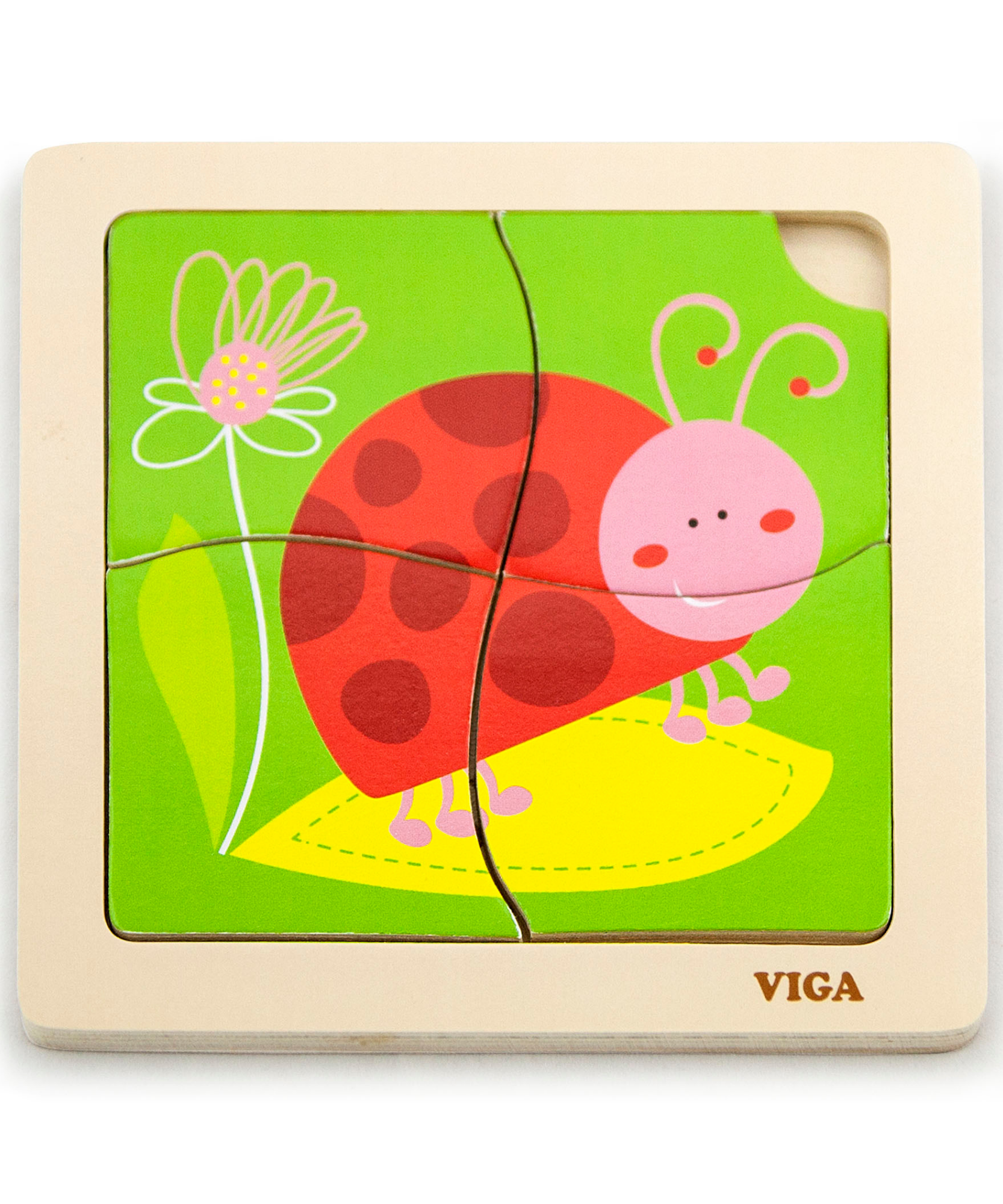 لعبة فيجا ليدي بيرد، أحجية مكعبات من 4 قطع، لعبة مونتيسوري الخشبية، تنمي المهارات الحسية والإدراكية والحركية الدقيقة، لعبة تعليمية للأطفال غير سامة وصديقة للبيئة، مناسبة للأولاد والبنات من سن 12 شهرًا فما فوق