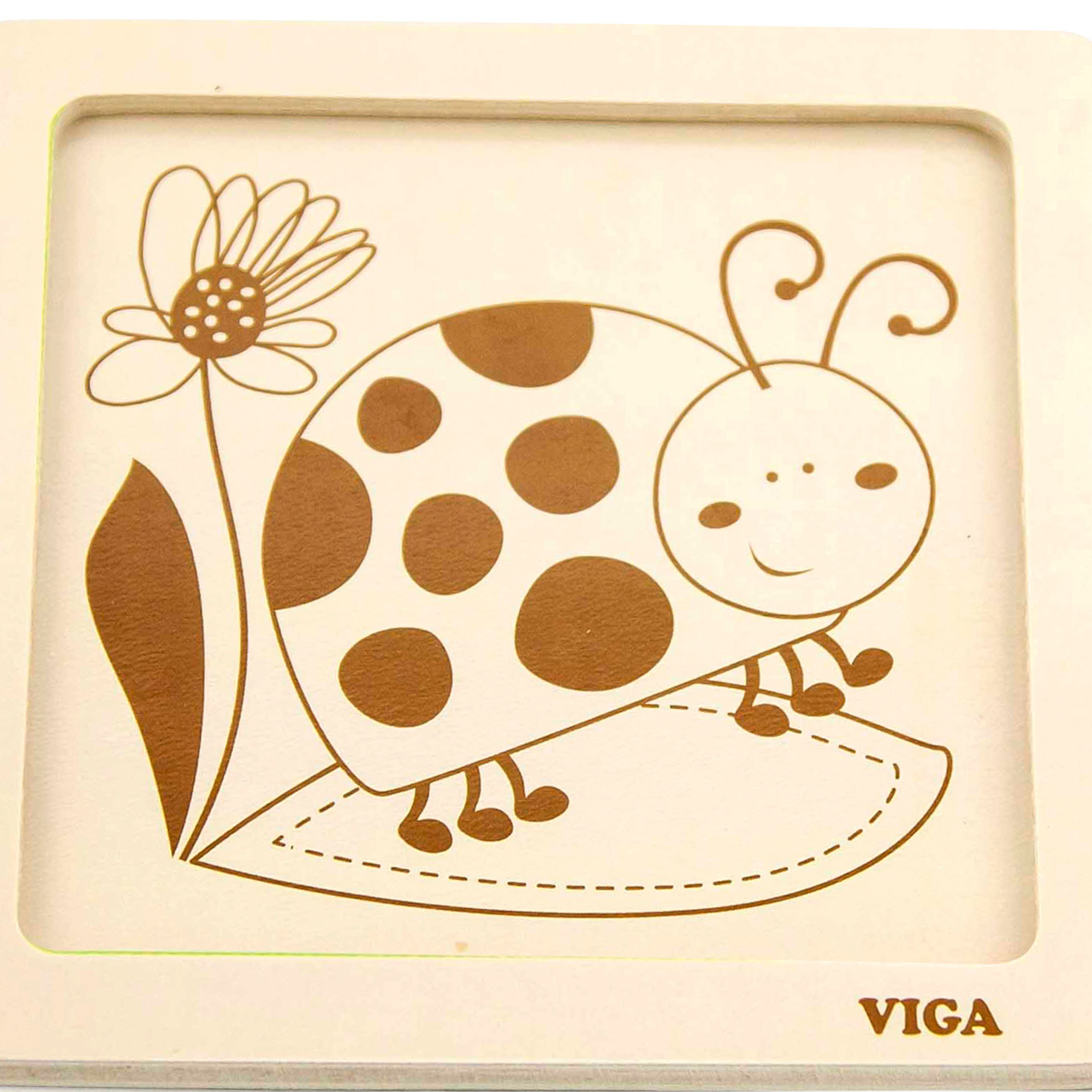 Viga Ladybird, 4 Piece Block Puzzle, Montessori Wooden Toy, Develops Sensory, Cognitive & Fine Motor Skills, Non-Toxic & Eco-friendly Kids Educational Toy, Suitable for Boys and Girls Aged 12M+
