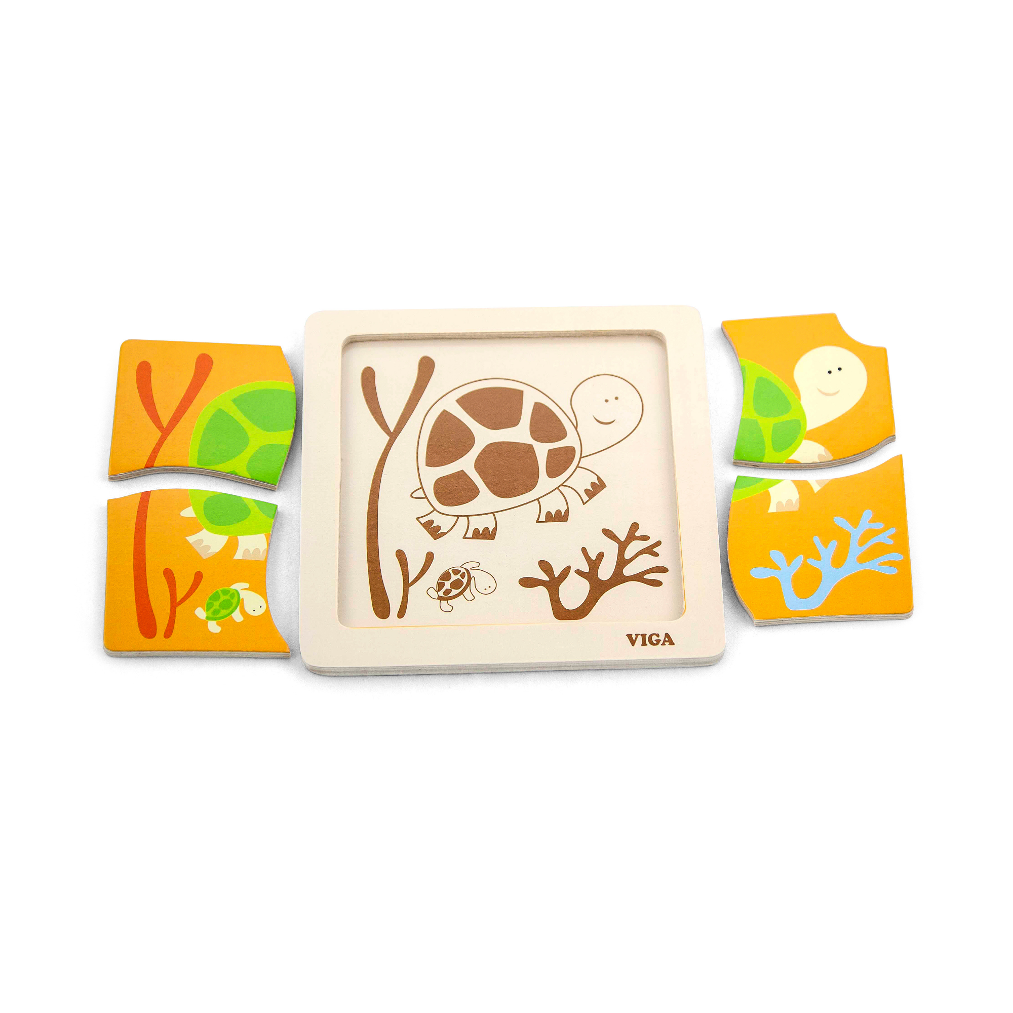 سلحفاة فيجا، أحجية مكعبات من 4 قطع، لعبة مونتيسوري الخشبية، تنمي المهارات الحسية والإدراكية والحركية الدقيقة، لعبة تعليمية للأطفال غير سامة وصديقة للبيئة، مناسبة للأولاد والبنات من سن 12 شهرًا فما فوق