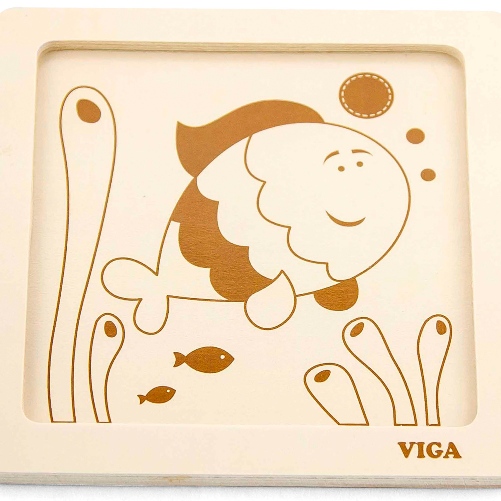 Viga Fish, 4 Piece Block Puzzle, Montessori Wooden Toy, Develops Sensory, Cognitive & Fine Motor Skills, Non-Toxic & Eco-friendly Kids Educational Toy, Suitable for Boys and Girls Aged 12M+