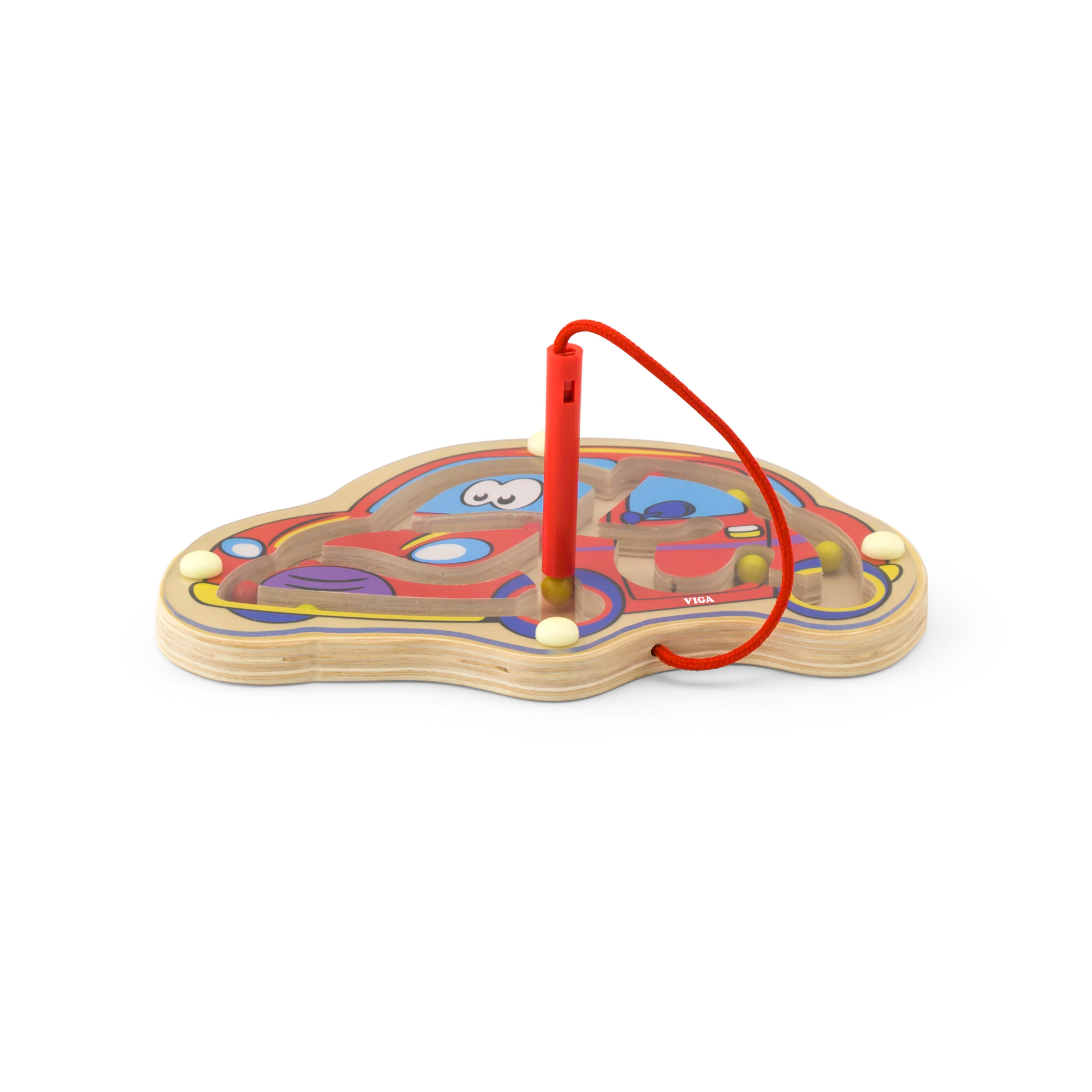 لعبة تتبع الخرز المغناطيسي من فيجا - سيارة، لعبة متاهة خشبية مغناطيسية من مونتيسوري للأطفال الصغار، تنمي التنسيق بين اليد والعين والوعي المكاني والتعرف على الألوان، صديقة للبيئة، دهانات غير سامة، مناسبة للأعمار من 18 شهرًا فما فوق