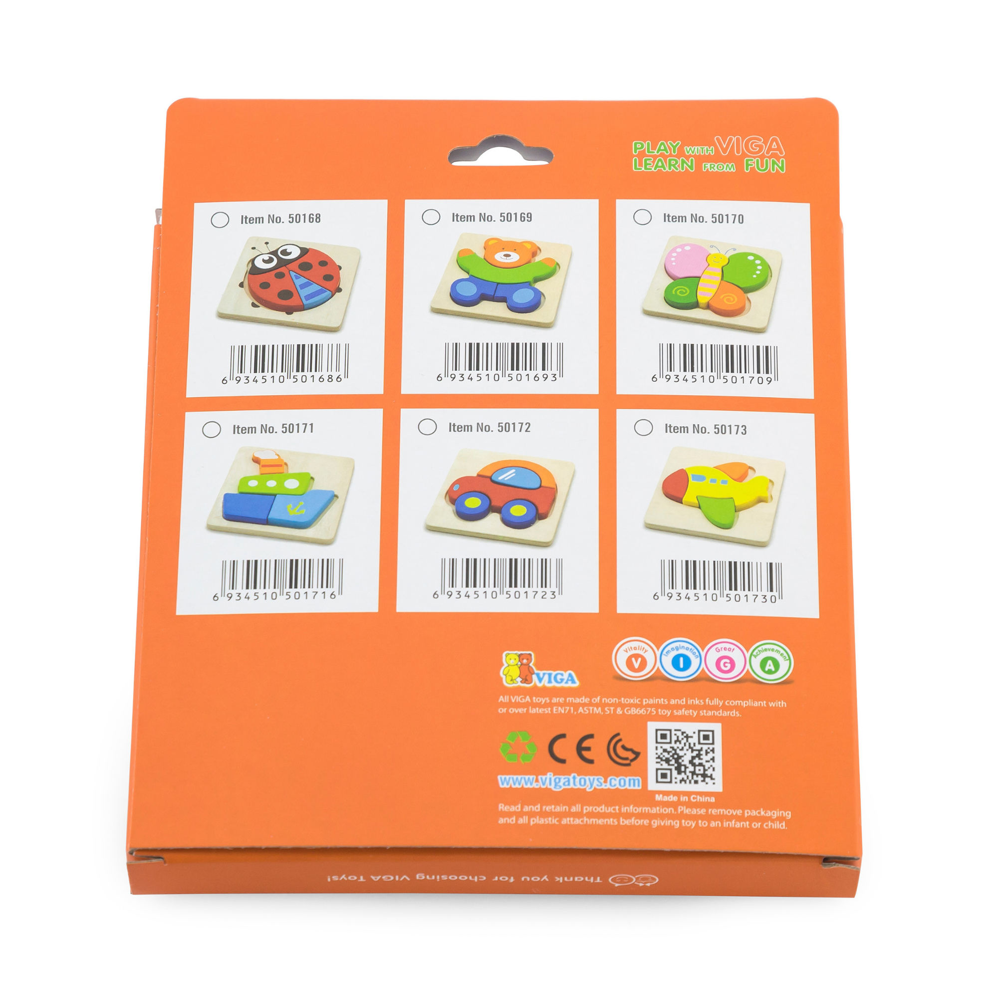 Viga Boat, 4 Piece Block Puzzle, Montessori Wooden Toy, Develops Sensory, Cognitive & Fine Motor Skills, Non-Toxic & Eco-friendly Kids Educational Toy, Suitable for Boys and Girls Aged 18M+