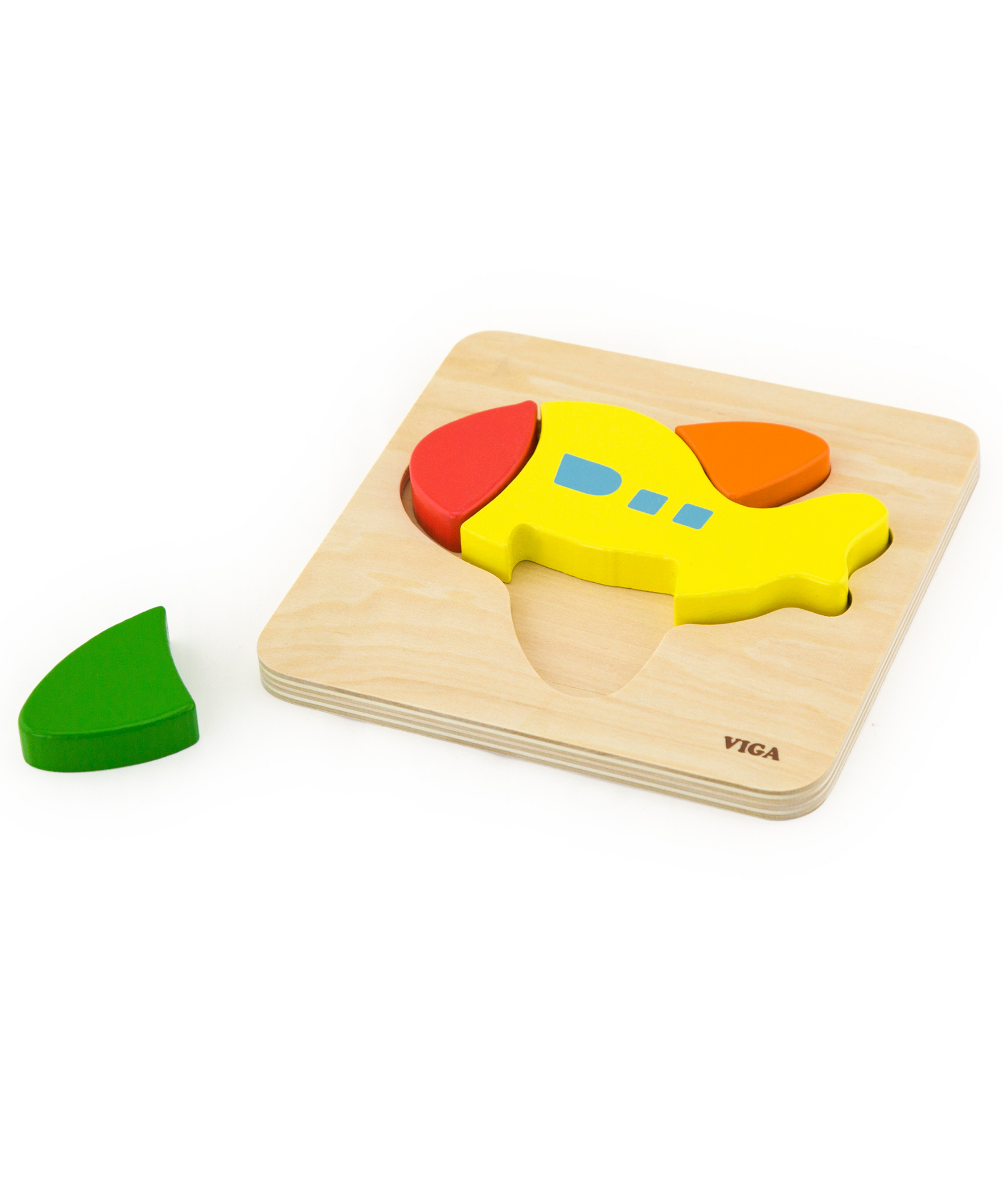 Viga Plane, 4 Piece Block Puzzle, Montessori Wooden Toy, Develops Sensory, Cognitive & Fine Motor Skills, Non-Toxic & Eco-friendly Kids Educational Toy, Suitable for Boys and Girls Aged 18M+
