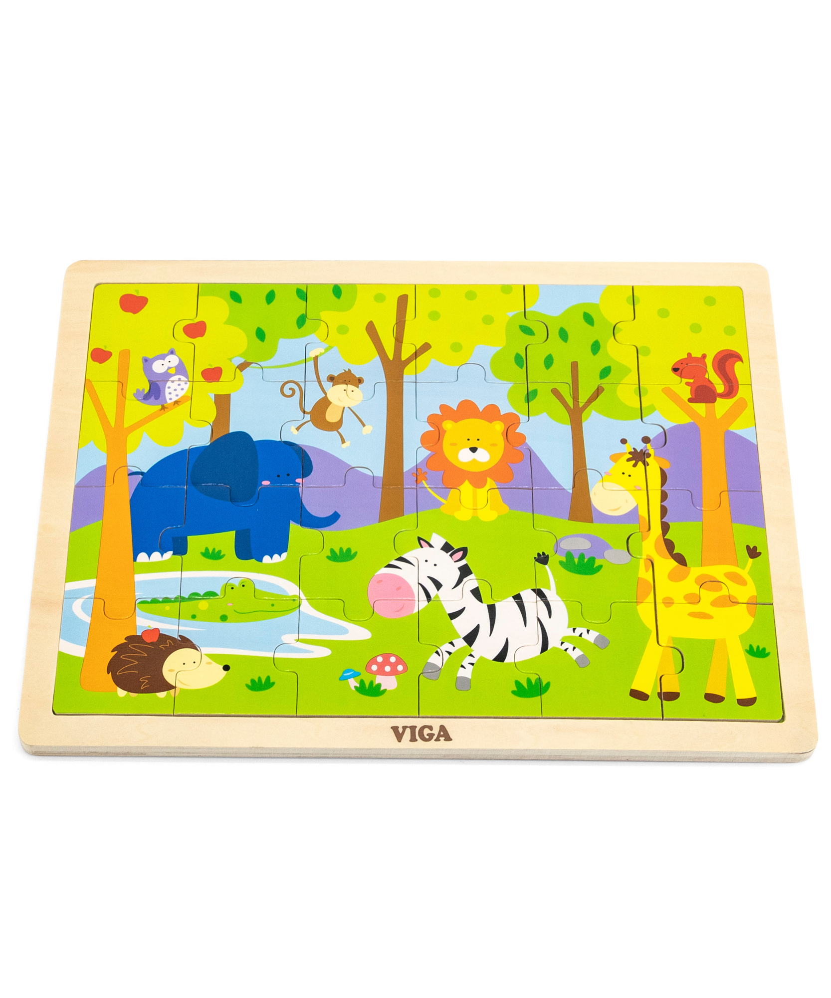 فيجا سفاري، أحجية الصور المقطوعة من 24 قطعة، لعبة مونتيسوري الخشبية، تنمي المهارات الحسية والإدراكية والحركية الدقيقة، لعبة تعليمية للأطفال غير سامة وصديقة للبيئة، مناسبة للأولاد والبنات من عمر سنتين فما فوق