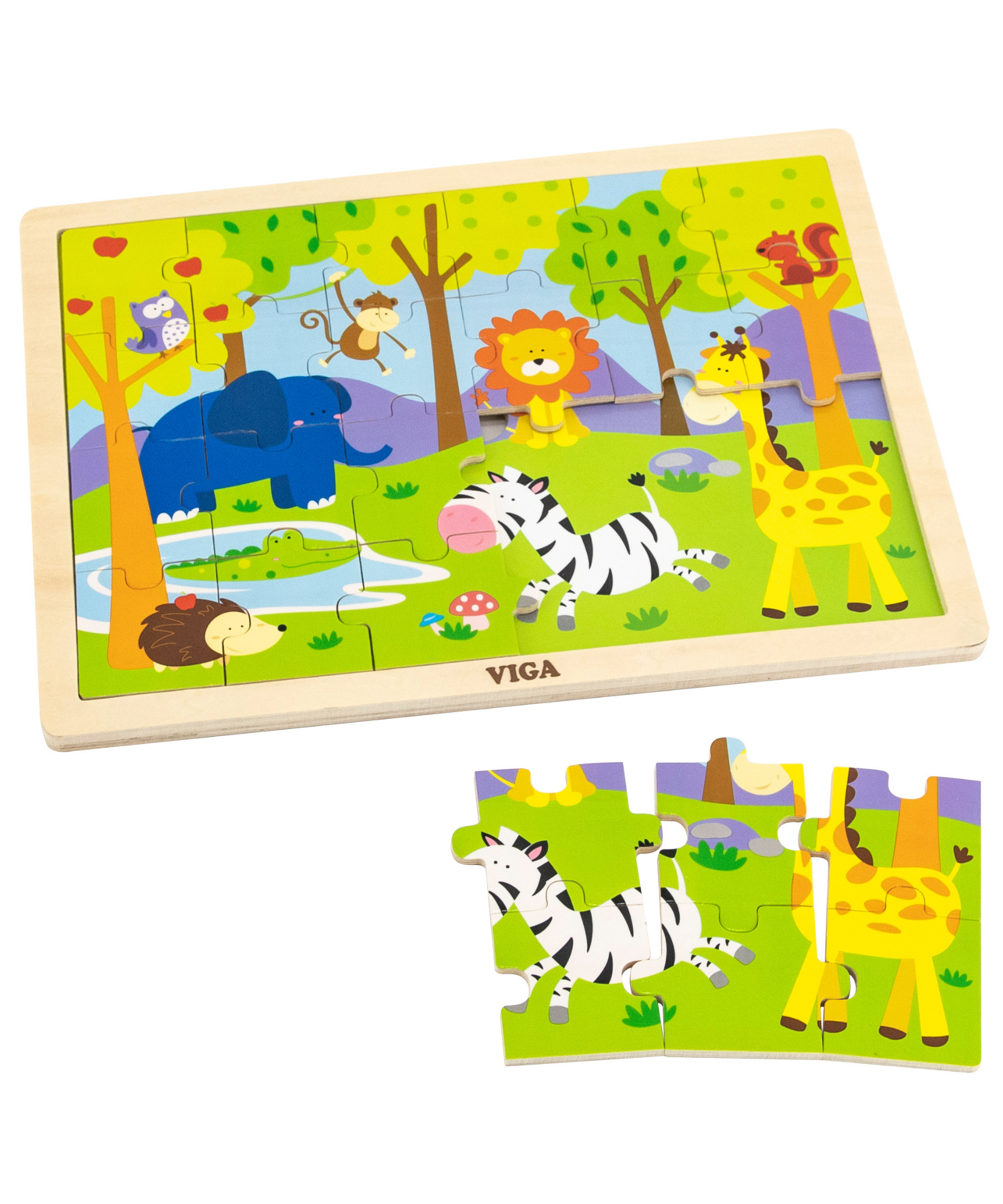 فيجا سفاري، أحجية الصور المقطوعة من 24 قطعة، لعبة مونتيسوري الخشبية، تنمي المهارات الحسية والإدراكية والحركية الدقيقة، لعبة تعليمية للأطفال غير سامة وصديقة للبيئة، مناسبة للأولاد والبنات من عمر سنتين فما فوق