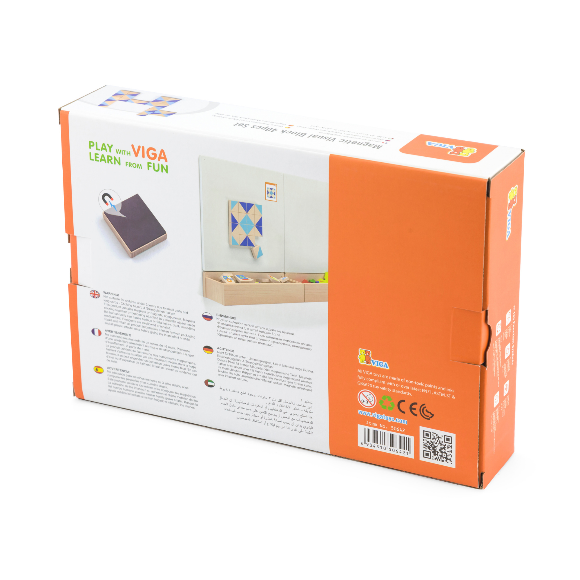 مكعبات فيجا البصرية، 40 قطعة أحجية مغناطيسية، لعبة مونتيسوري الخشبية، تنمي المهارات الحسية والإدراكية والحركية الدقيقة، لعبة تعليمية للأطفال غير سامة وصديقة للبيئة، مناسبة للأطفال من سن 3 سنوات فما فوق