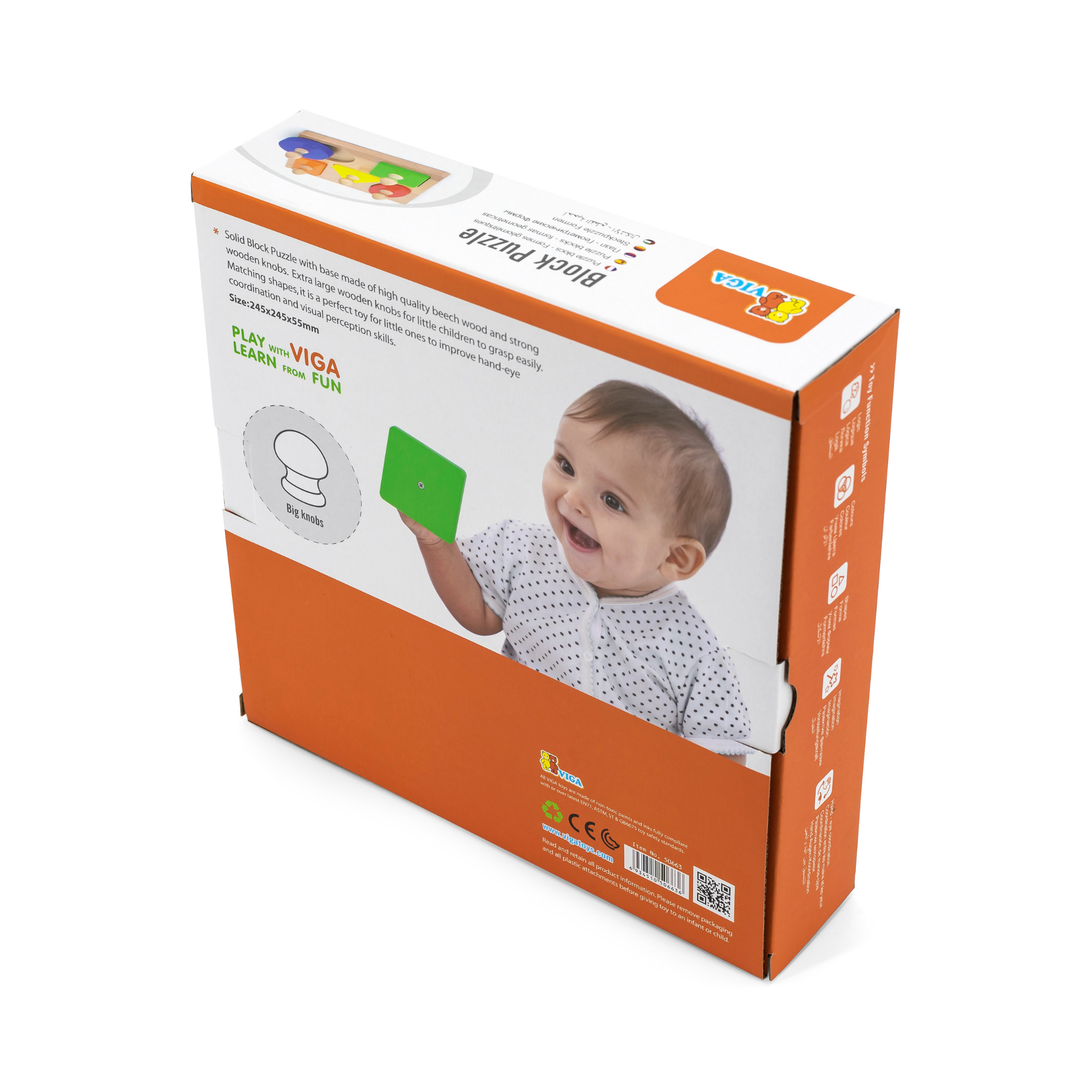 أشكال فيجا، أحجية مقبض من 5 قطع، لعبة مونتيسوري الخشبية، تنمي المهارات الحسية والإدراكية والحركية الدقيقة، لعبة تعليمية للأطفال غير سامة وصديقة للبيئة، مناسبة للأولاد والبنات من سن 12 شهرًا فما فوق