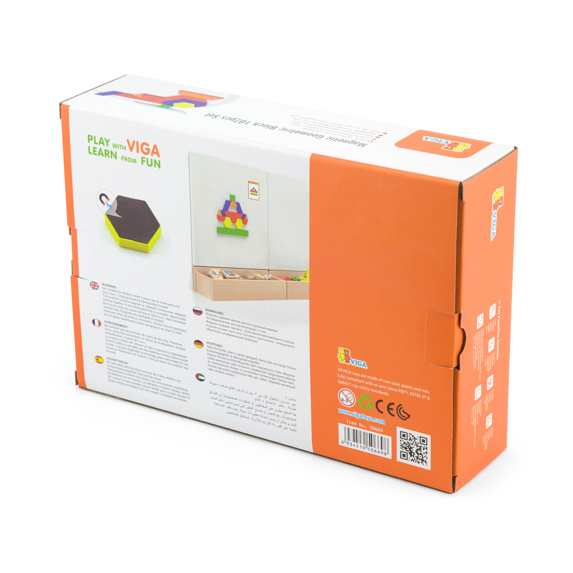 مكعبات هندسية من فيجا، 102 قطعة أحجية مغناطيسية، لعبة مونتيسوري خشبية، تنمي المهارات الحسية والإدراكية والحركية الدقيقة، غير سامة وصديقة للبيئة، لعبة تعليمية للأطفال، مناسبة للأطفال من سن 3 سنوات فما فوق