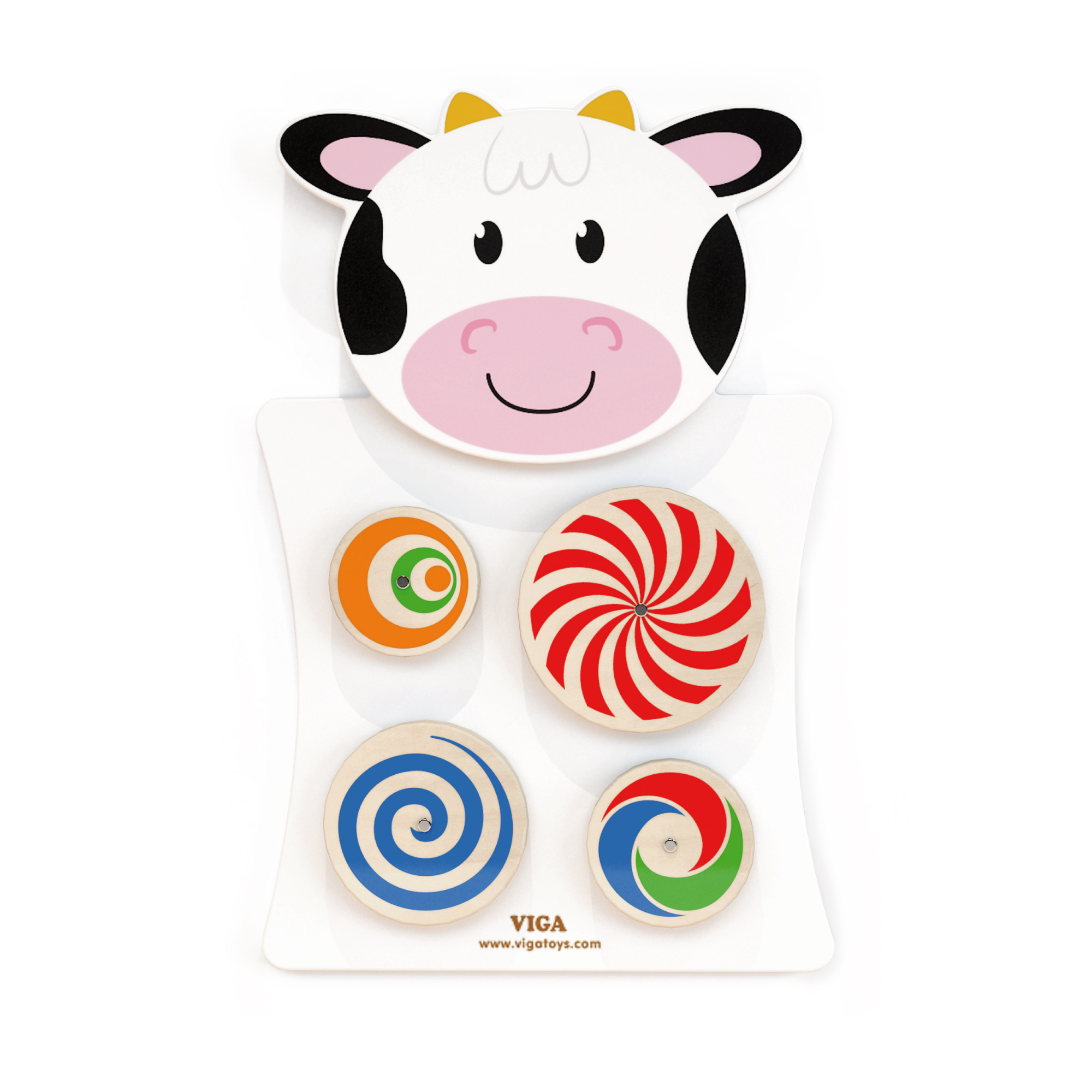 لعبة حائط فيجا - أنماط دوارة، نشاط حسي خشبي من مونتيسوري للأطفال الصغار من عمر 18 شهرًا فما فوق - لعبة تعليمية صديقة للبيئة مع أقراص دوارة - تنمية التنسيق بين اليد والعين والمنطق