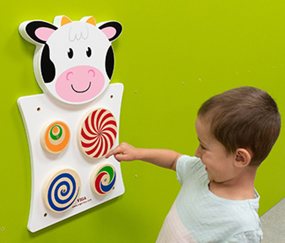 لعبة حائط فيجا - أنماط دوارة، نشاط حسي خشبي من مونتيسوري للأطفال الصغار من عمر 18 شهرًا فما فوق - لعبة تعليمية صديقة للبيئة مع أقراص دوارة - تنمية التنسيق بين اليد والعين والمنطق