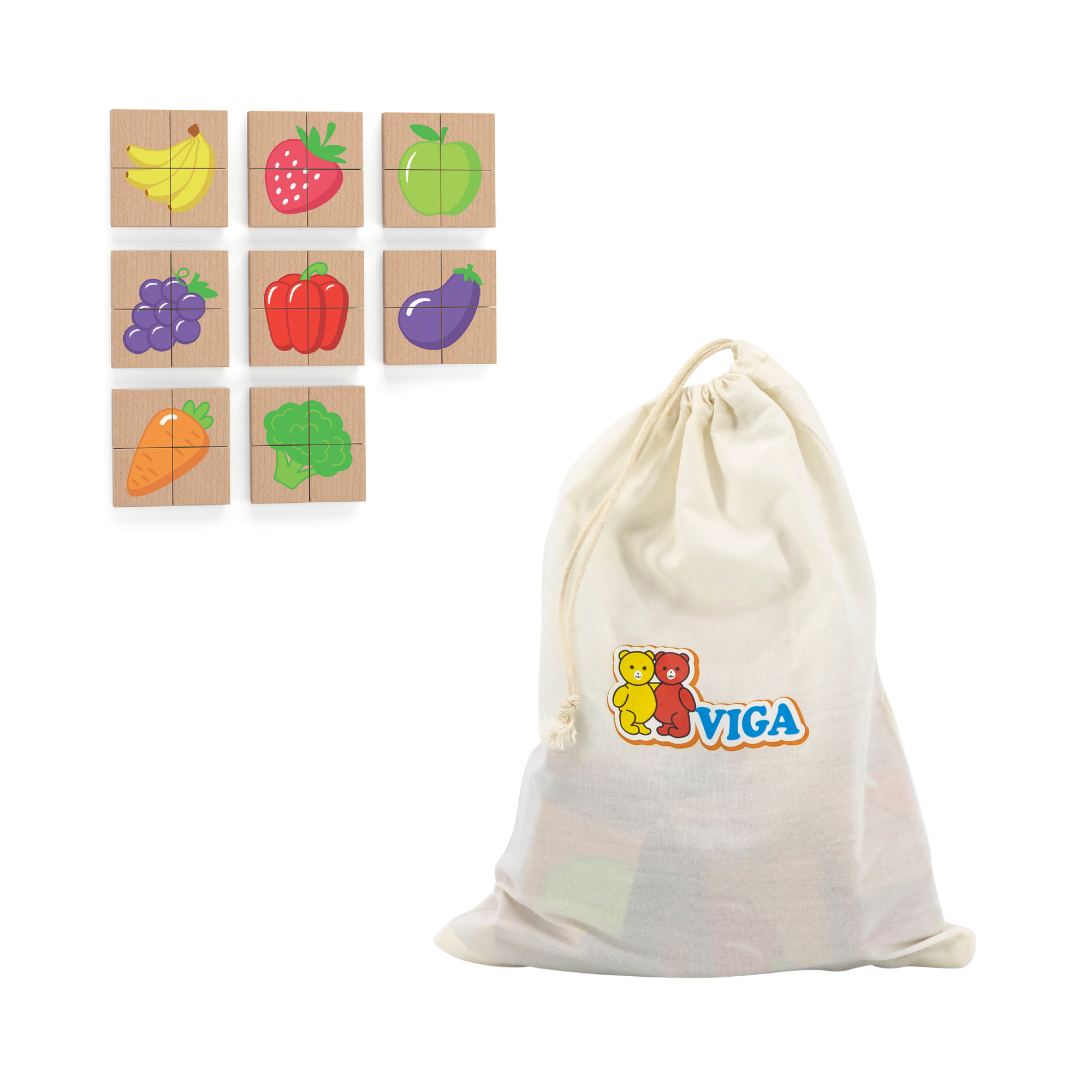 لعبة أحجية مكعبات مغناطيسية من فيجا فروتس، 32 قطعة، لعبة مونتيسوري خشبية، تنمي المهارات الحسية والإدراكية والحركية الدقيقة، غير سامة وصديقة للبيئة، مناسبة للأطفال من سن 18 شهرًا فما فوق