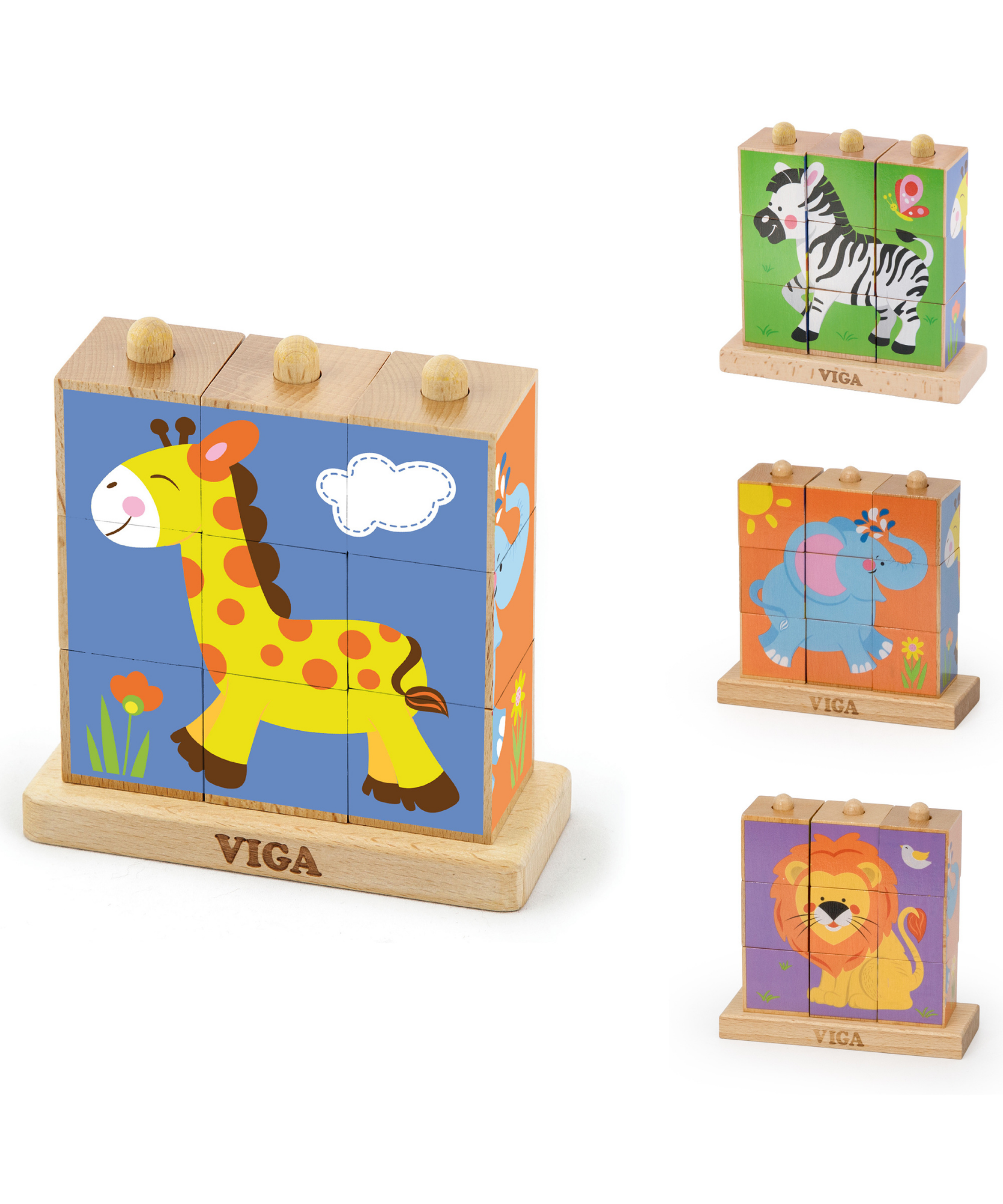 لعبة مكعبات فيجا وايلد أنيملز، 6 جوانب، 3×3، لعبة مونتيسوري الخشبية، تنمي المهارات الحسية والإدراكية والحركية الدقيقة، لعبة تعليمية للأطفال غير سامة وصديقة للبيئة، مناسبة للأولاد والبنات من عمر سنتين فما فوق