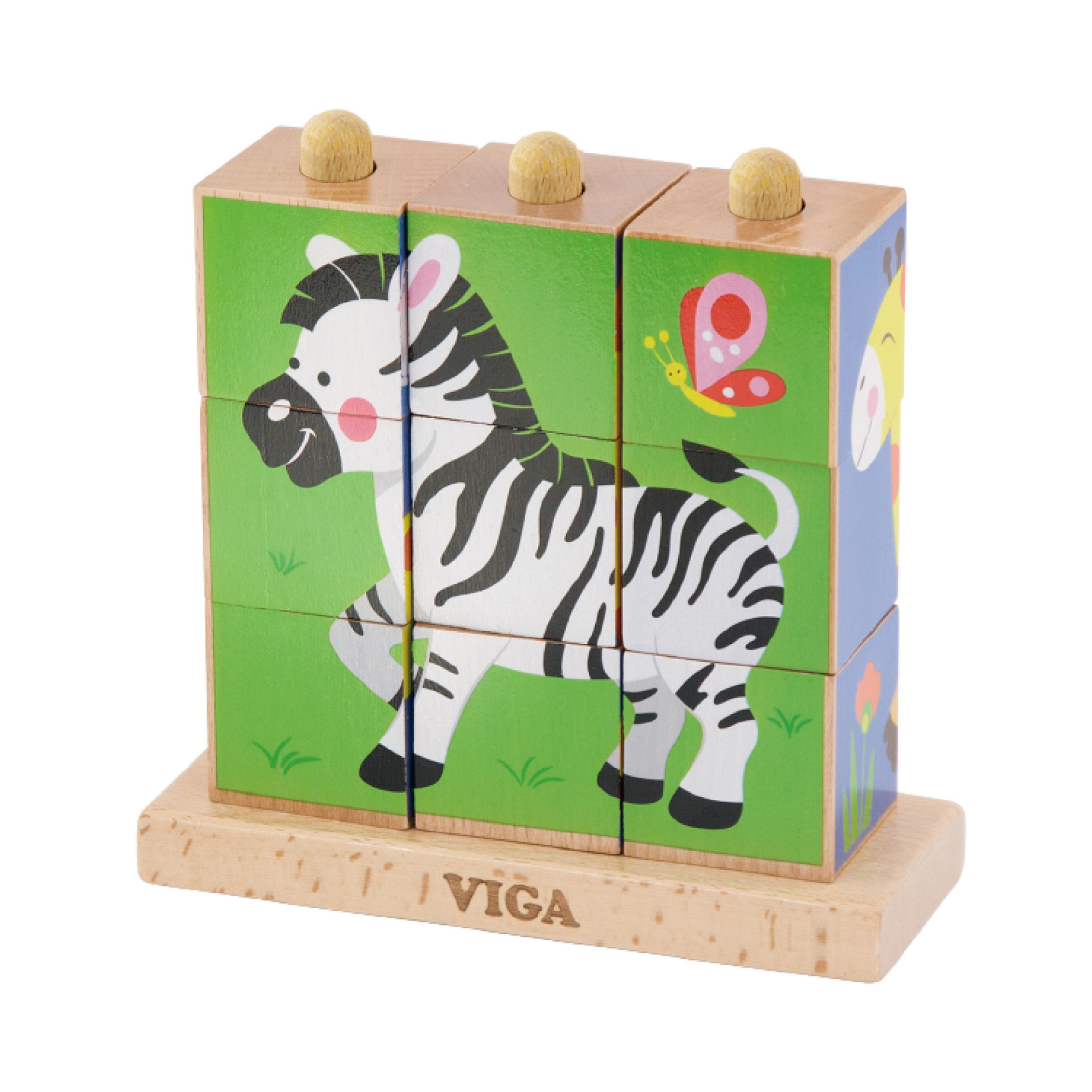 لعبة مكعبات فيجا وايلد أنيملز، 6 جوانب، 3×3، لعبة مونتيسوري الخشبية، تنمي المهارات الحسية والإدراكية والحركية الدقيقة، لعبة تعليمية للأطفال غير سامة وصديقة للبيئة، مناسبة للأولاد والبنات من عمر سنتين فما فوق