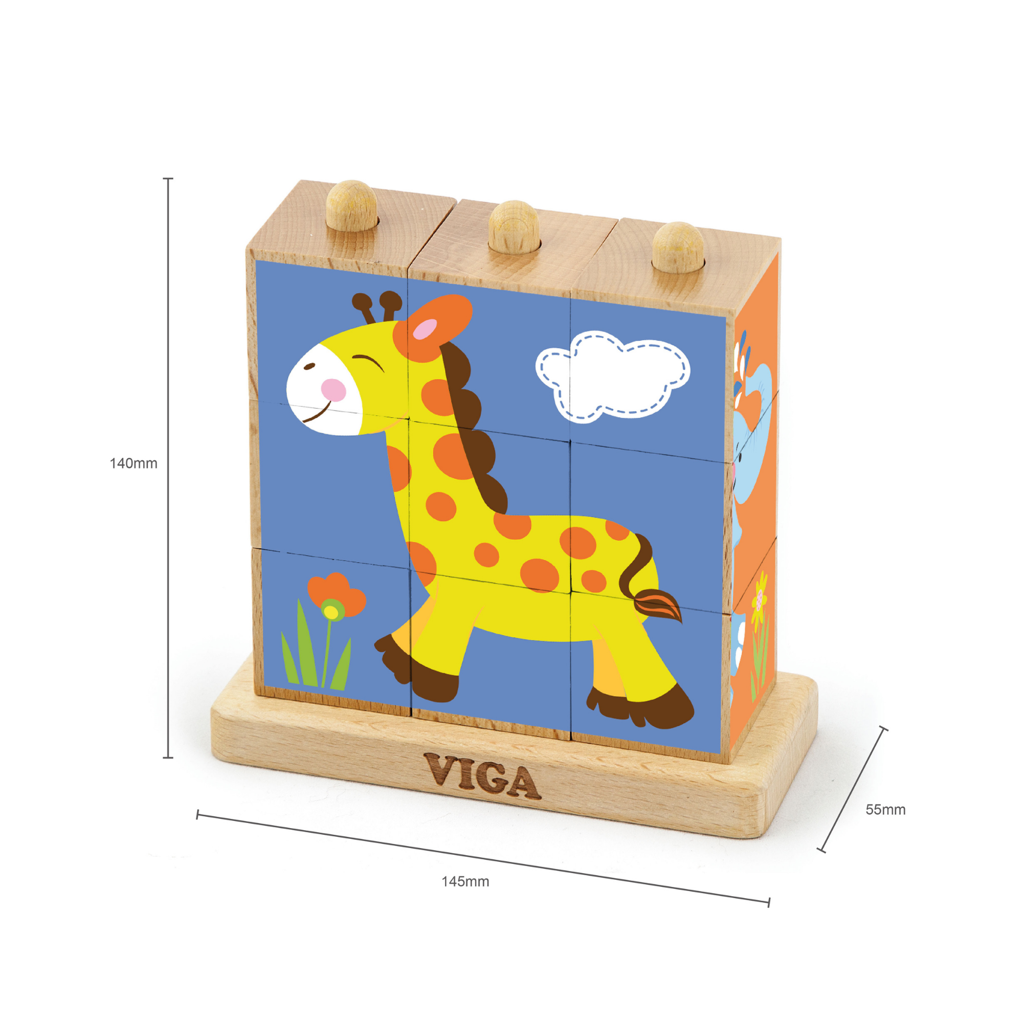 لعبة مكعبات فيجا وايلد أنيملز، 6 جوانب، 3×3، لعبة مونتيسوري الخشبية، تنمي المهارات الحسية والإدراكية والحركية الدقيقة، لعبة تعليمية للأطفال غير سامة وصديقة للبيئة، مناسبة للأولاد والبنات من عمر سنتين فما فوق